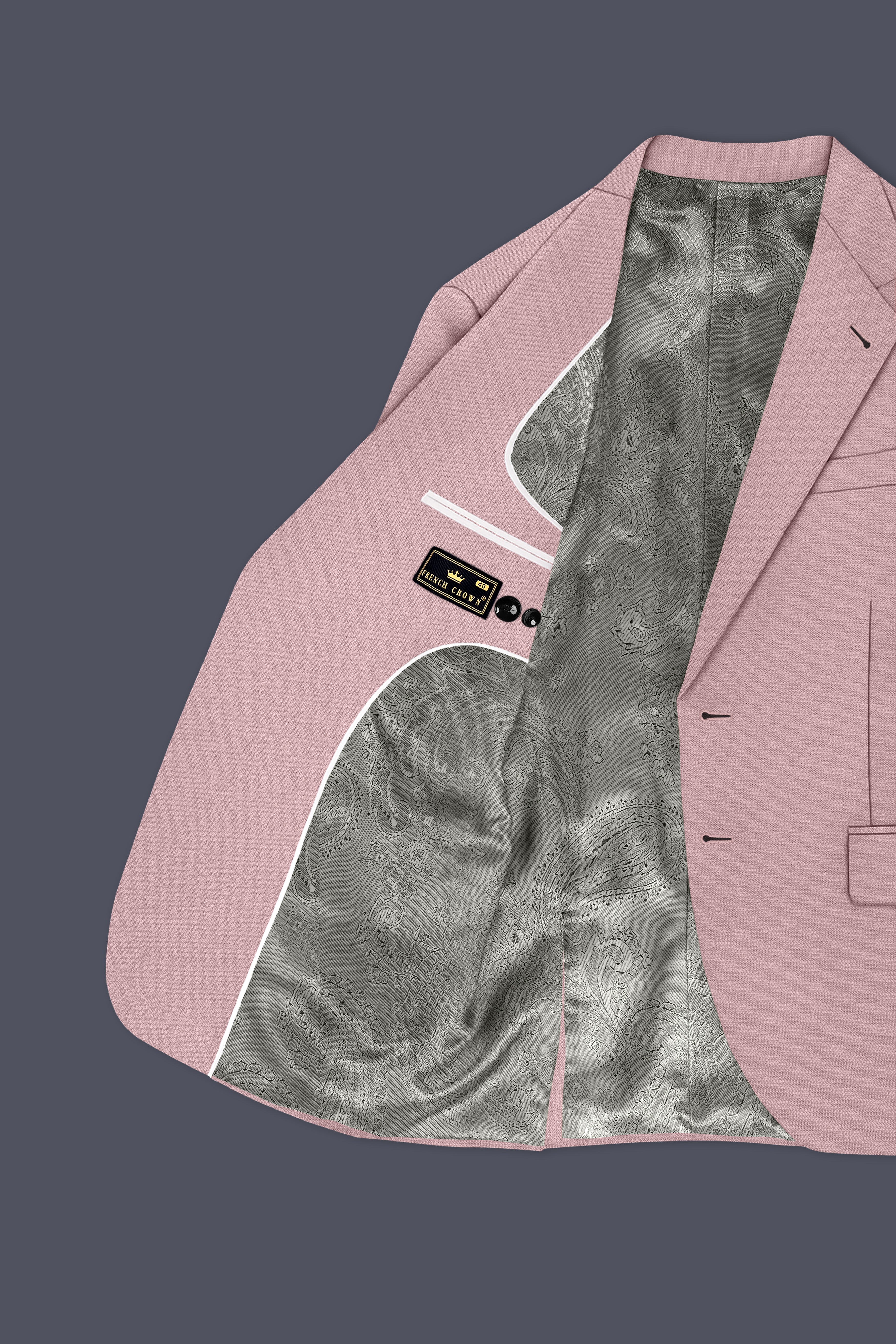 Aurore-Brandy Rose Pink Diamond Textured Wool Rich Slight Stretch Single Breasted Blazer
