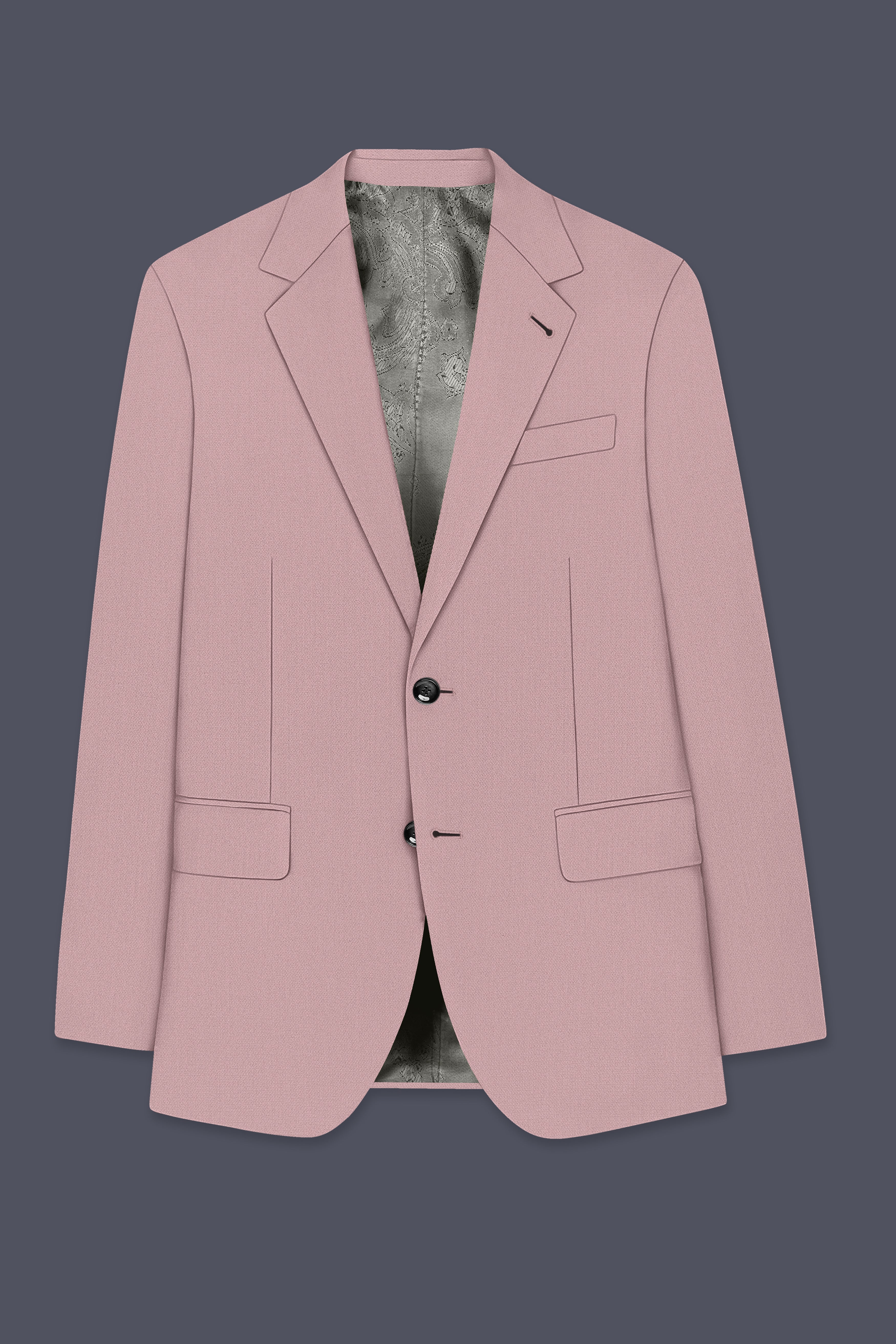Aurore-Brandy Rose Pink Diamond Textured Wool Rich Slight Stretch Single Breasted Blazer