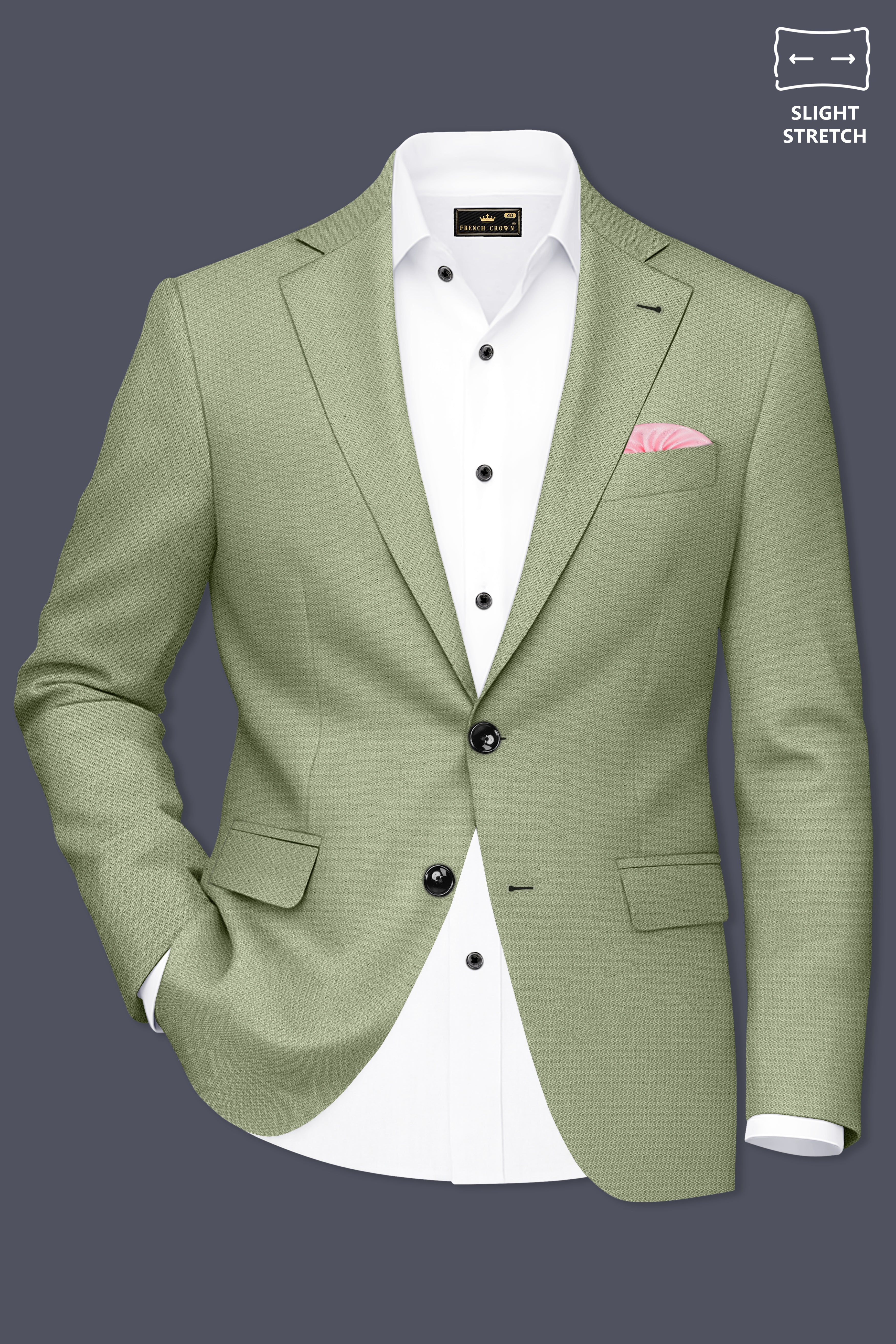 Verdo-Pablo Green Diamond Textured Wool Rich Slight Stretch Single Breasted Blazer