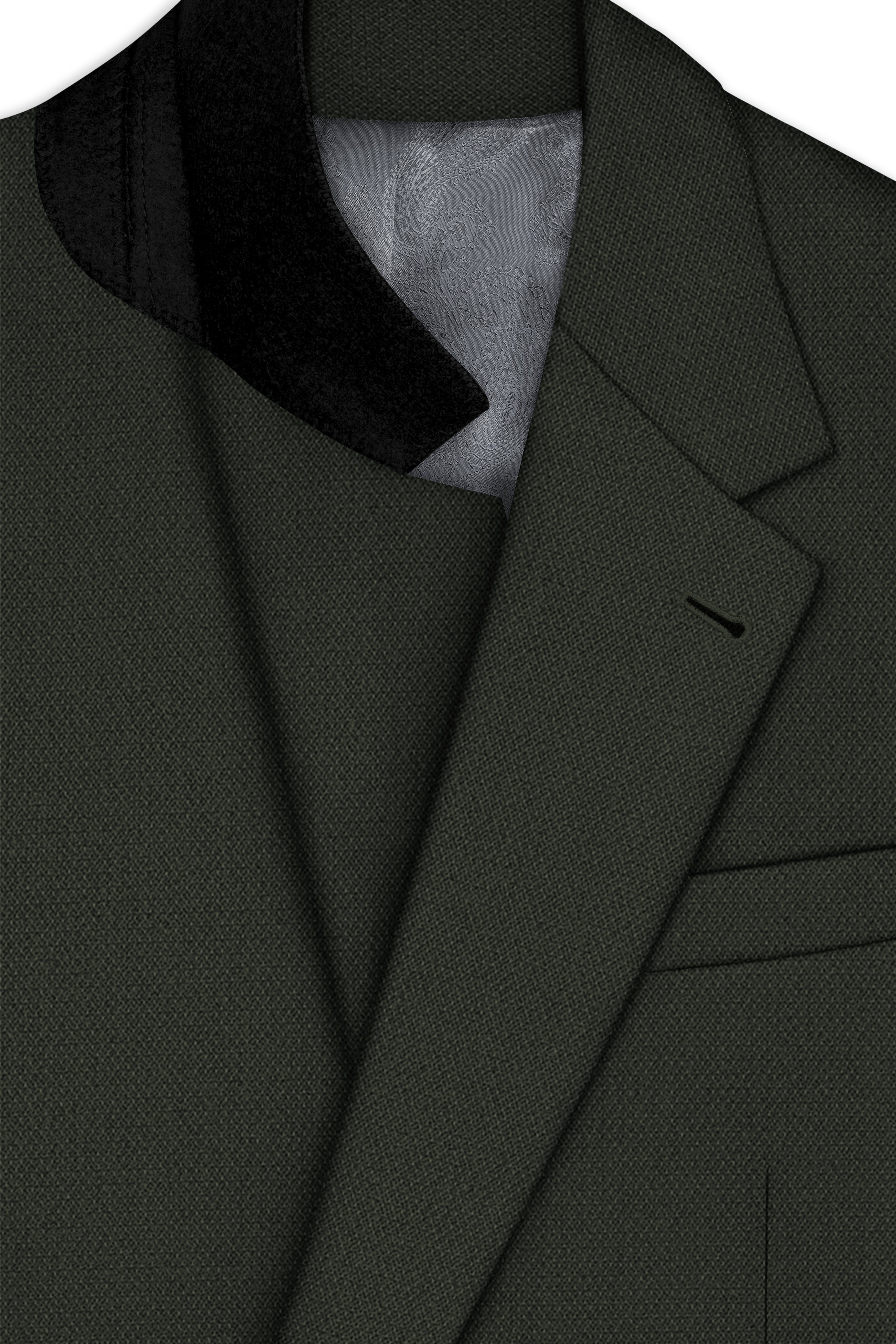 Velaro-Rangoon Green Diamond Textured Wool Rich Slight Stretch Single Breasted Blazer