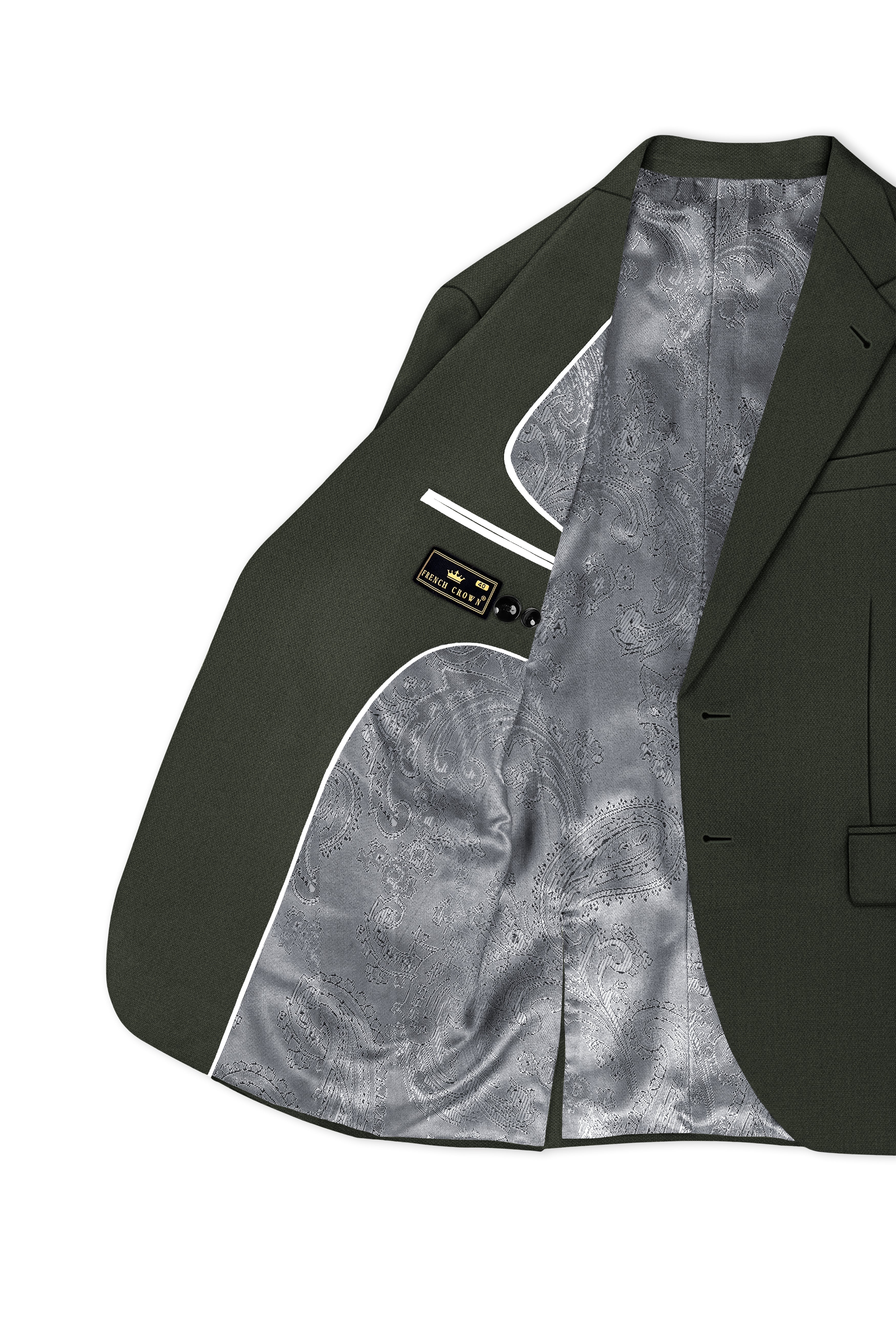 Velaro-Rangoon Green Diamond Textured Wool Rich Slight Stretch Single Breasted Blazer