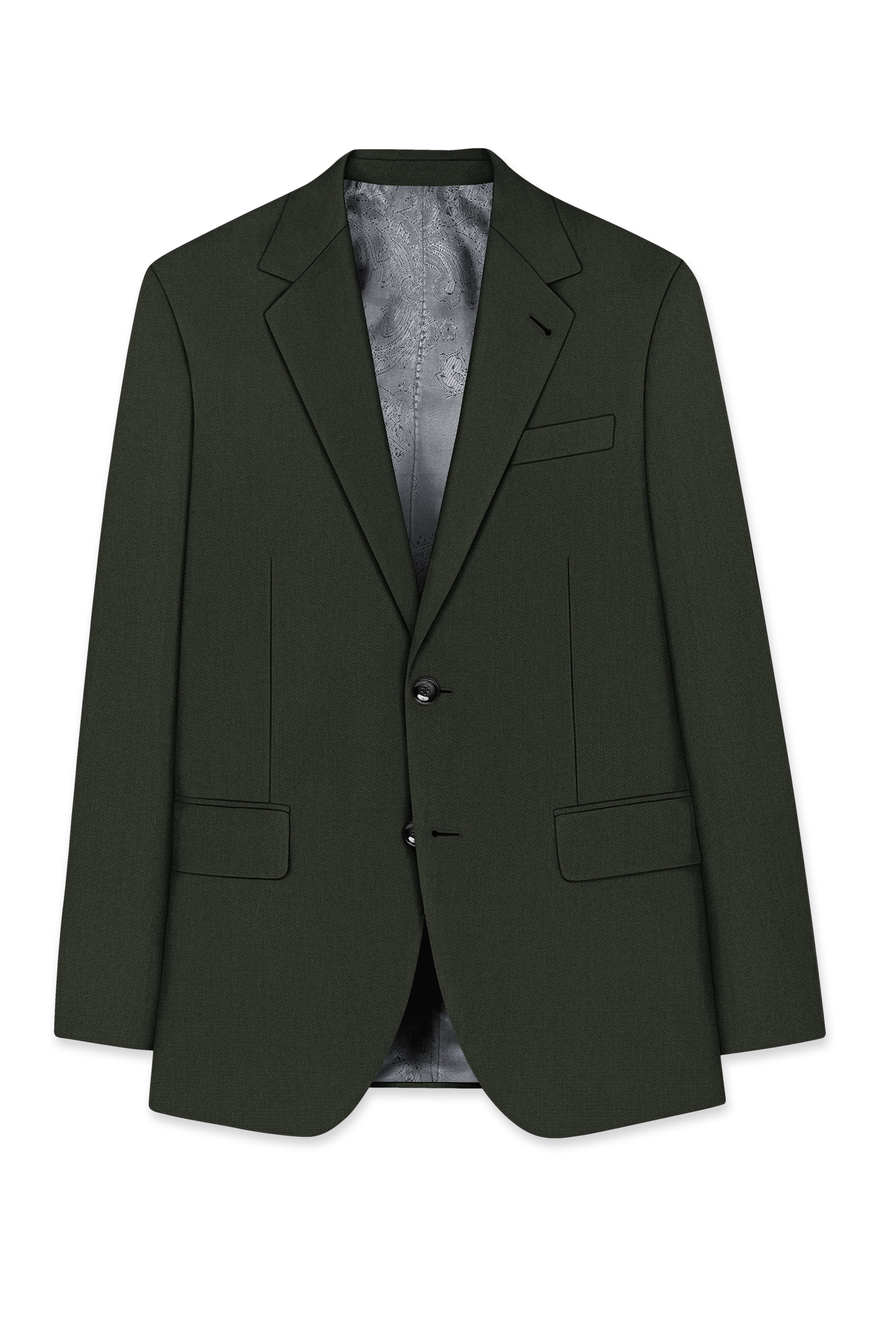 Velaro-Rangoon Green Diamond Textured Wool Rich Slight Stretch Single Breasted Blazer