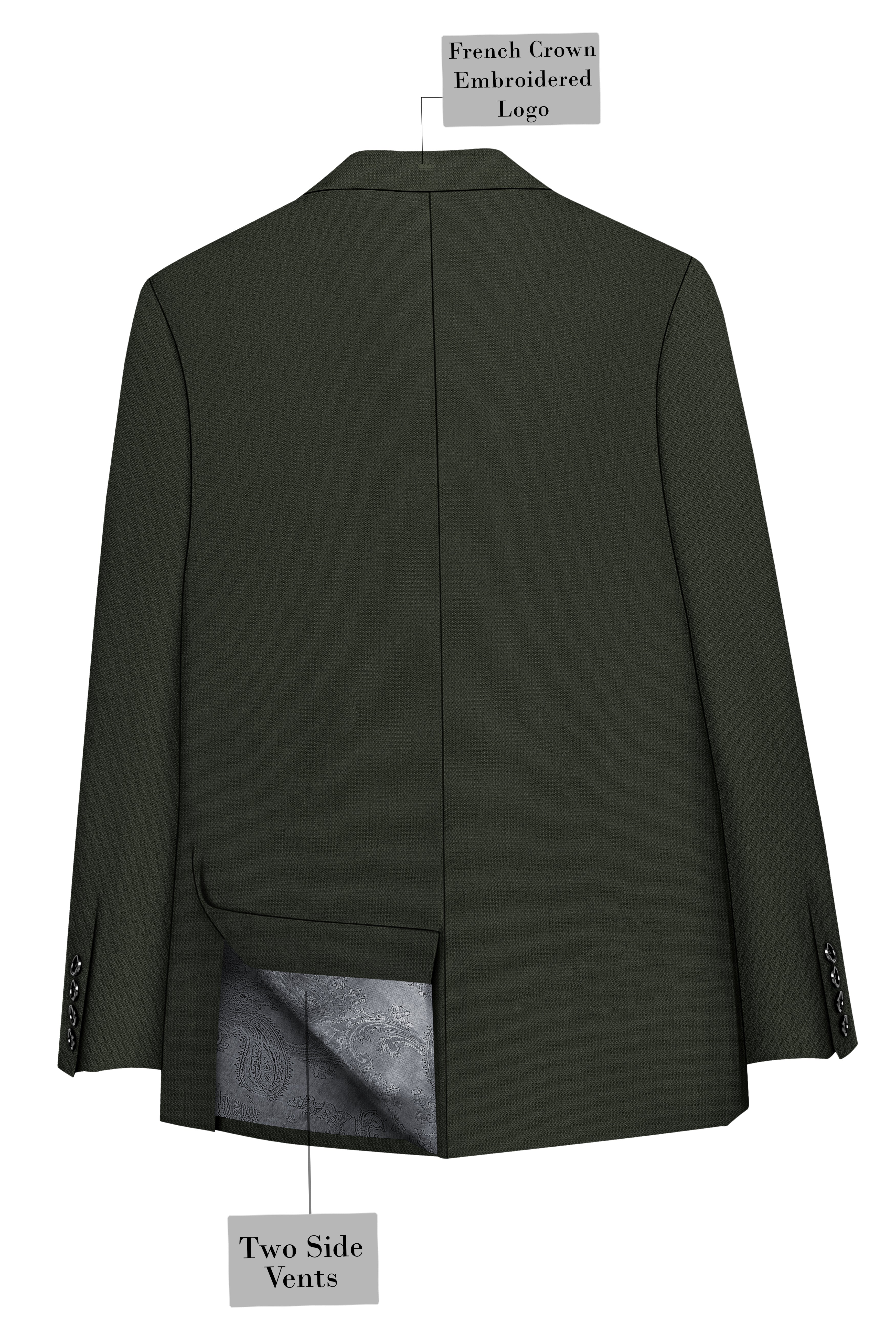 Velaro-Rangoon Green Diamond Textured Wool Rich Slight Stretch Single Breasted Blazer
