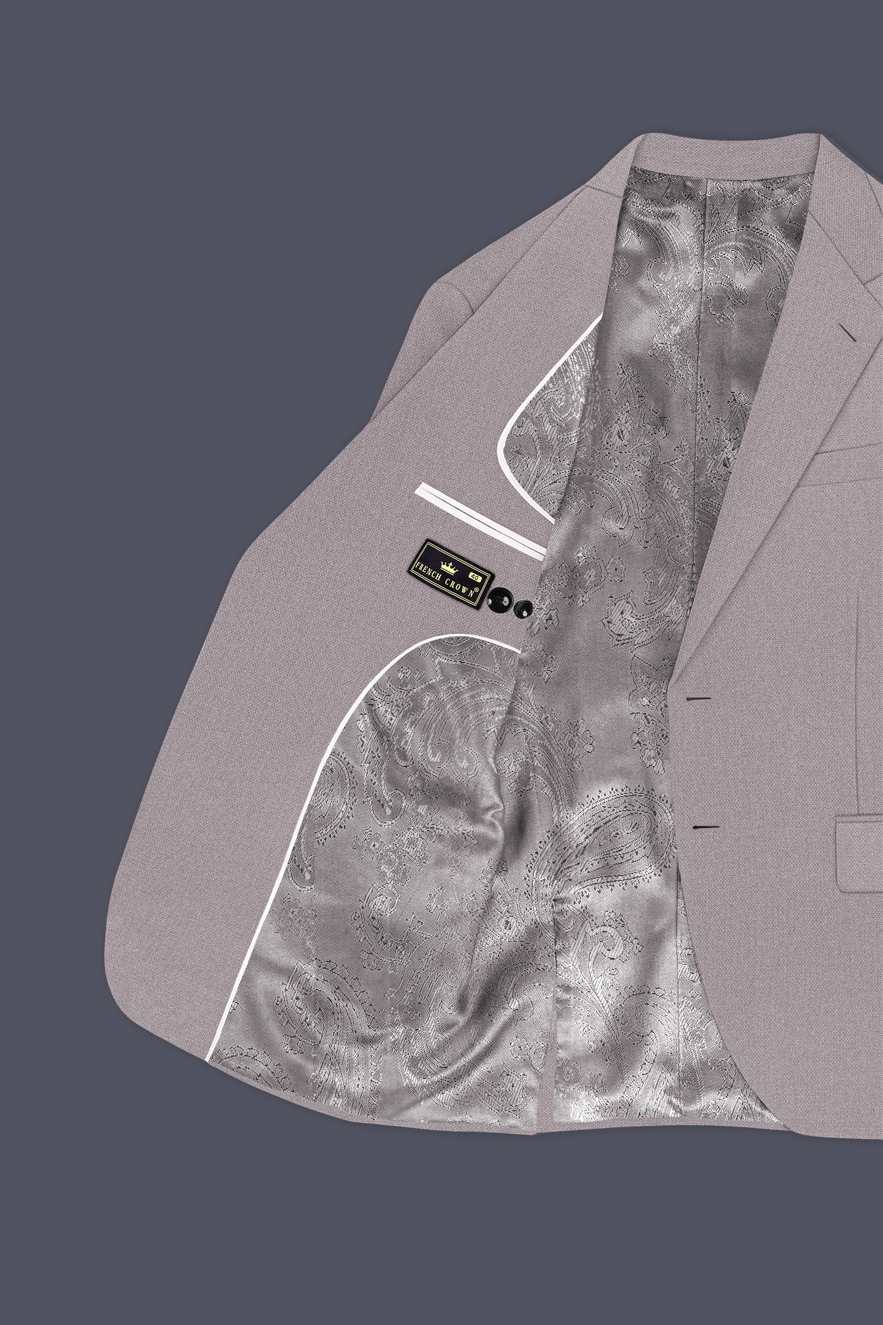 Helix-Fossil Gray Diamond Textured Wool Rich Slight Stretch Single Breasted Blazer