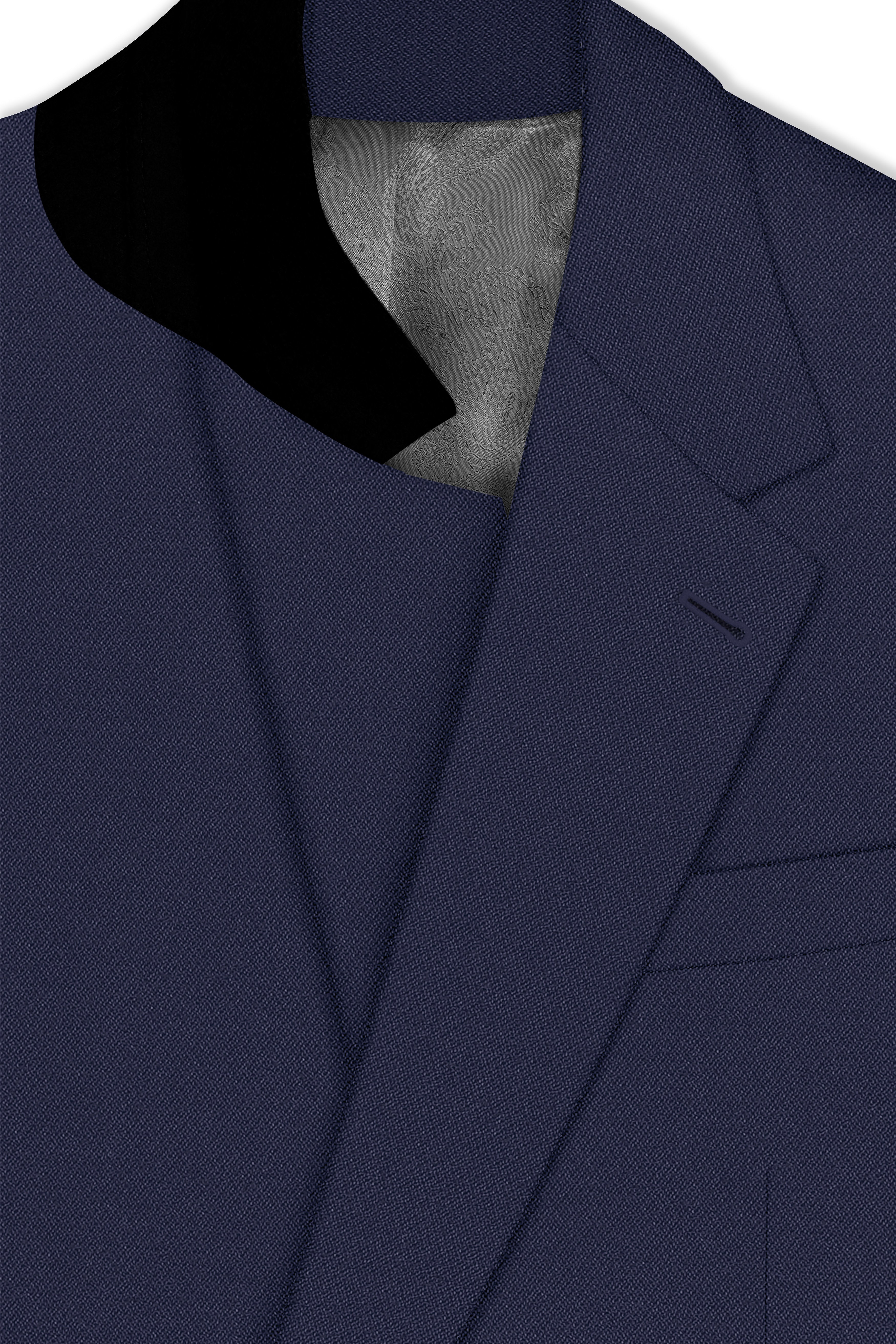 Noctis-Cinder Blue Diamond Textured Wool Rich Slight Stretch Single Breasted Blazer