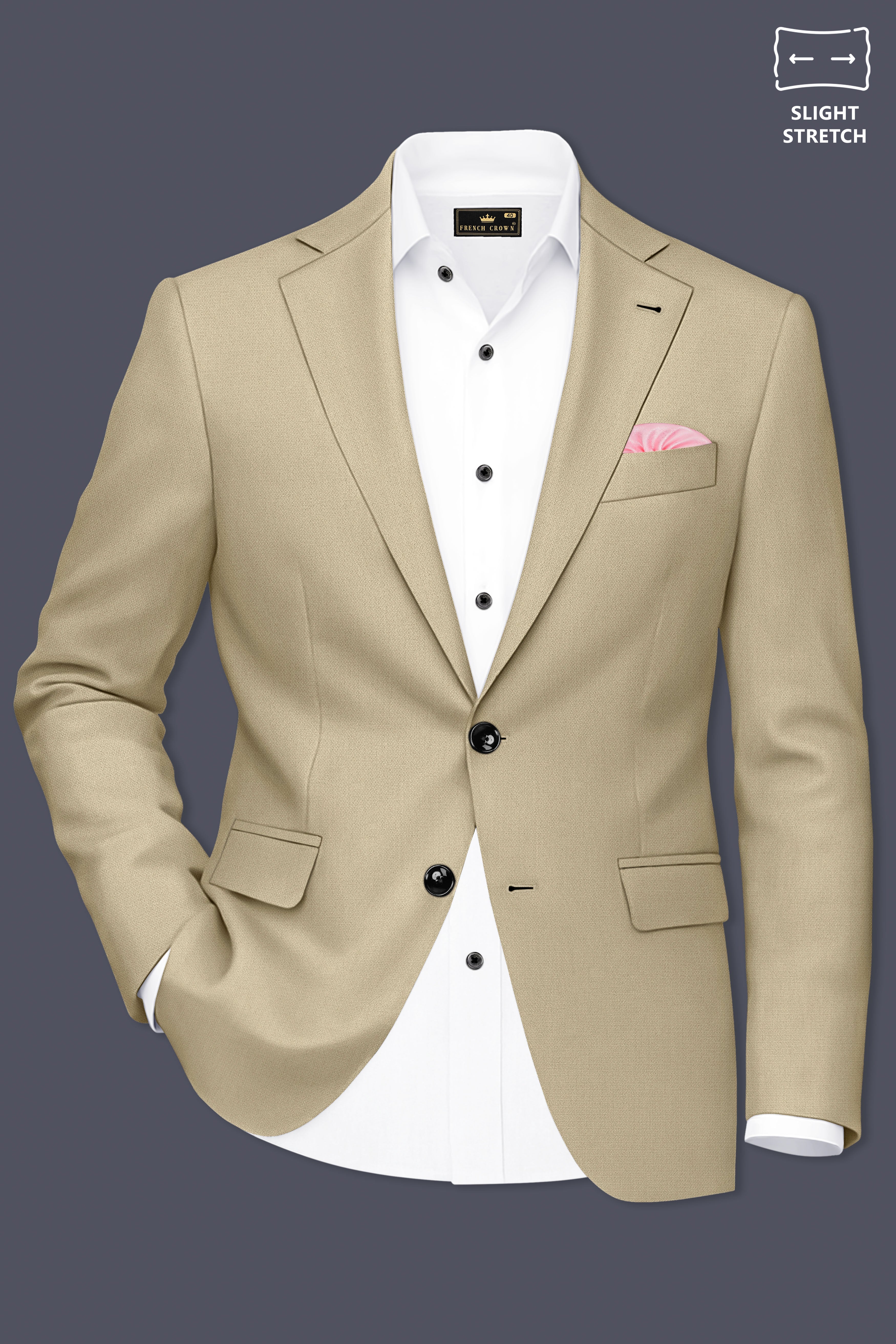 Sienna-Malta Cream Diamond Textured Wool Rich Slight Stretch Single Breasted Blazer