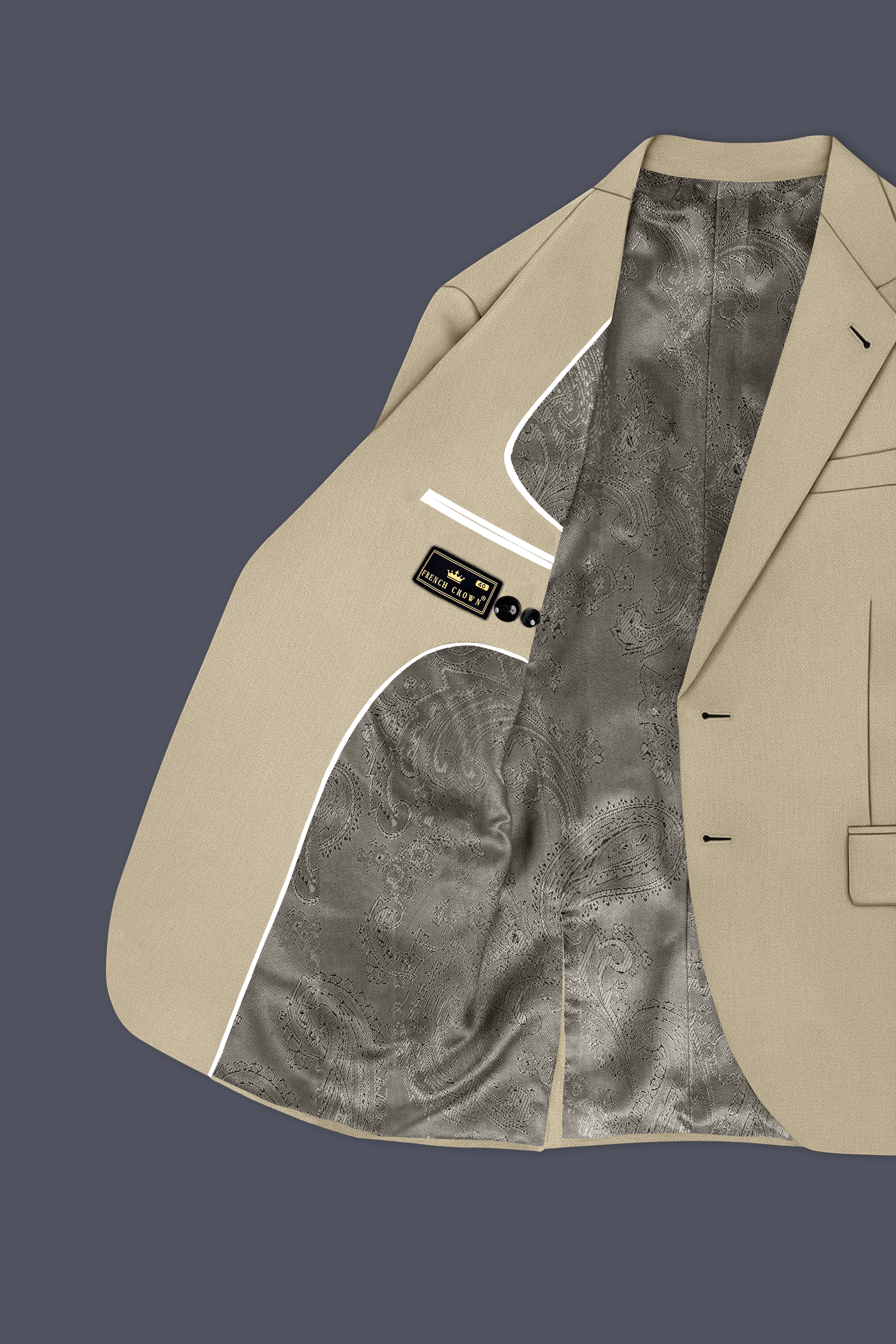 Sienna-Malta Cream Diamond Textured Wool Rich Slight Stretch Single Breasted Blazer