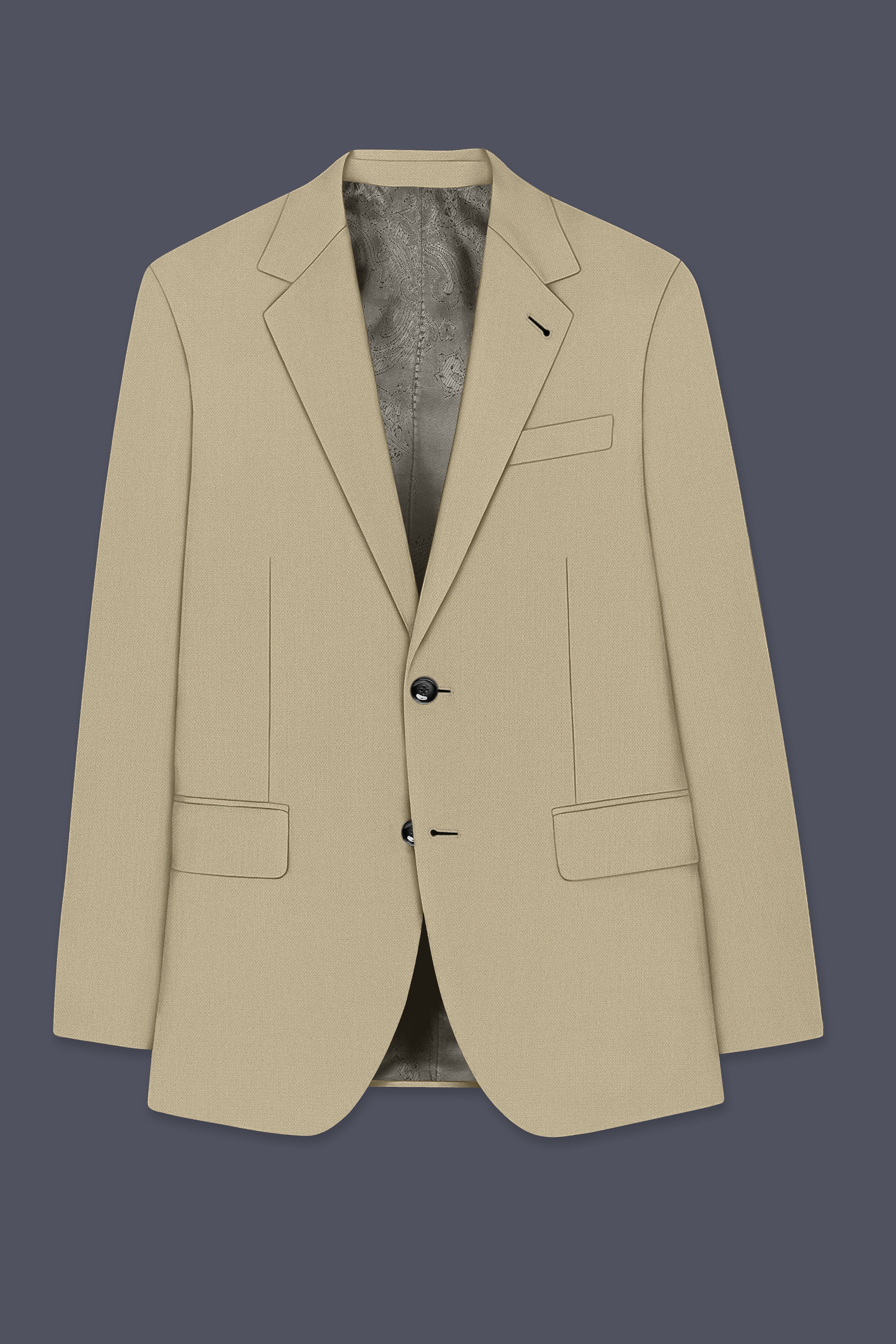 Sienna-Malta Cream Diamond Textured Wool Rich Slight Stretch Single Breasted Blazer