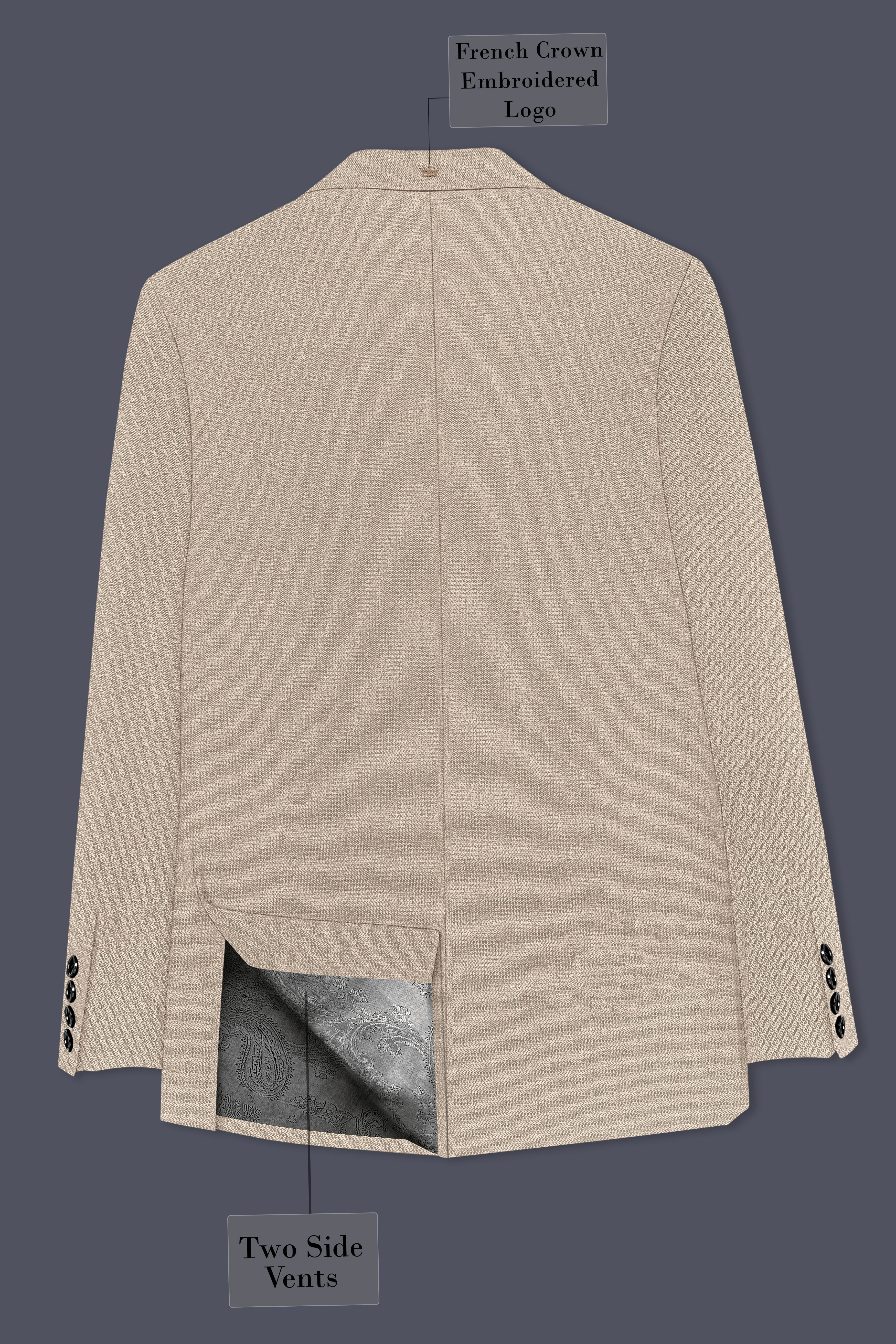 Sienna-Malta Cream Diamond Textured Wool Rich Slight Stretch Single Breasted Blazer