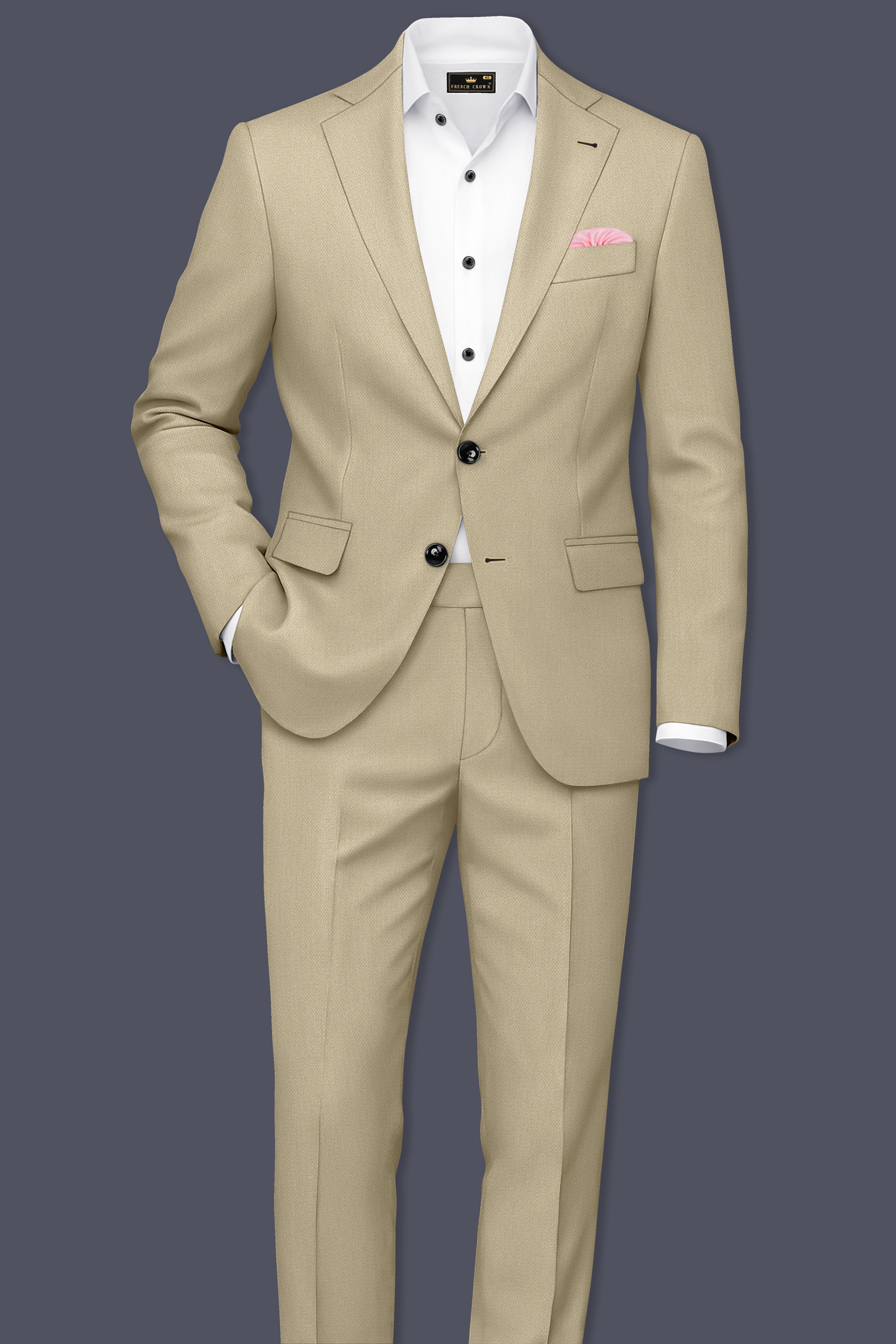 Sienna-Malta Cream Diamond Textured Wool Rich Slight Stretch Single Breasted Blazer