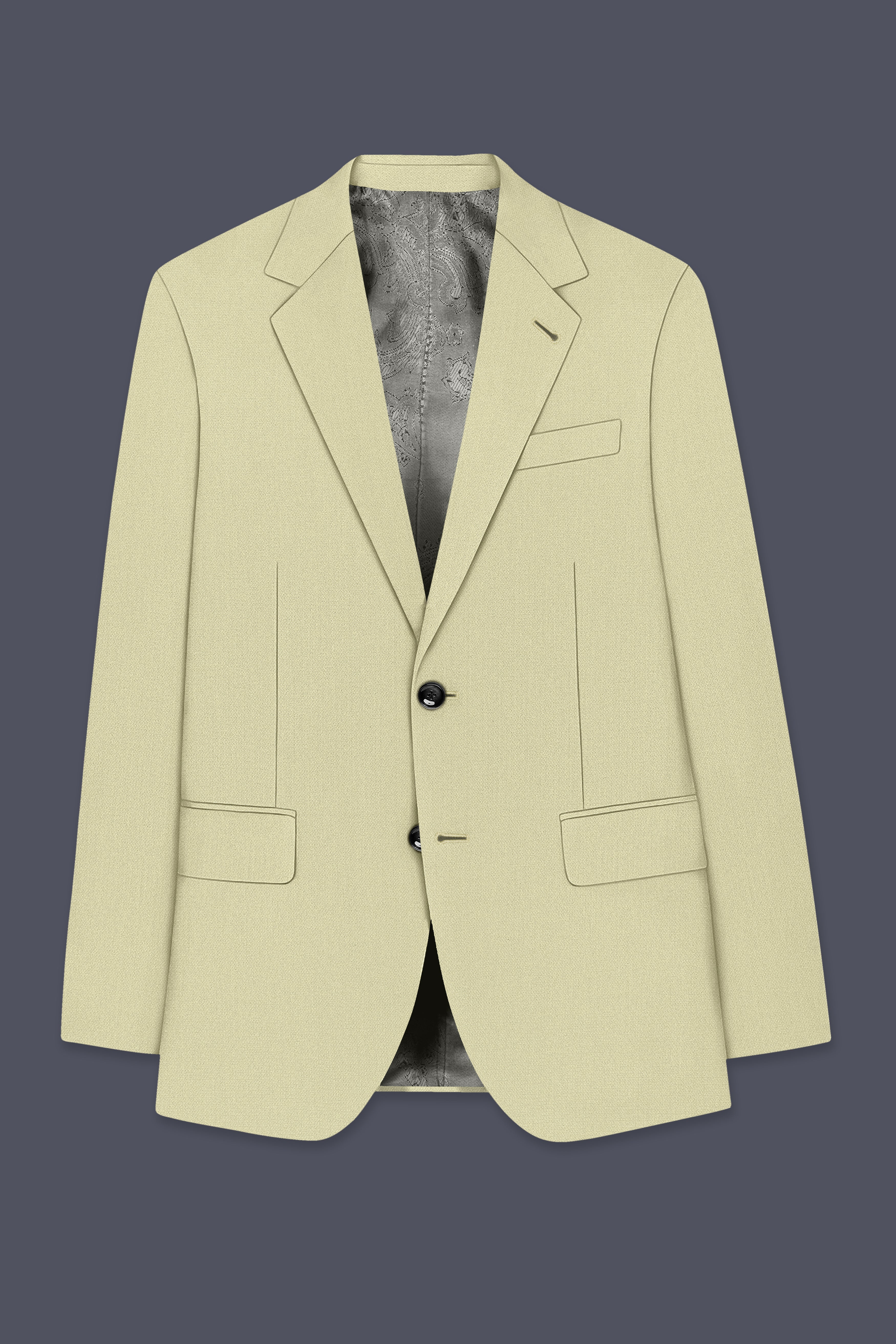 Cedar-Tallow Green Diamond Textured Wool Rich Slight Stretch Single Breasted Blazer