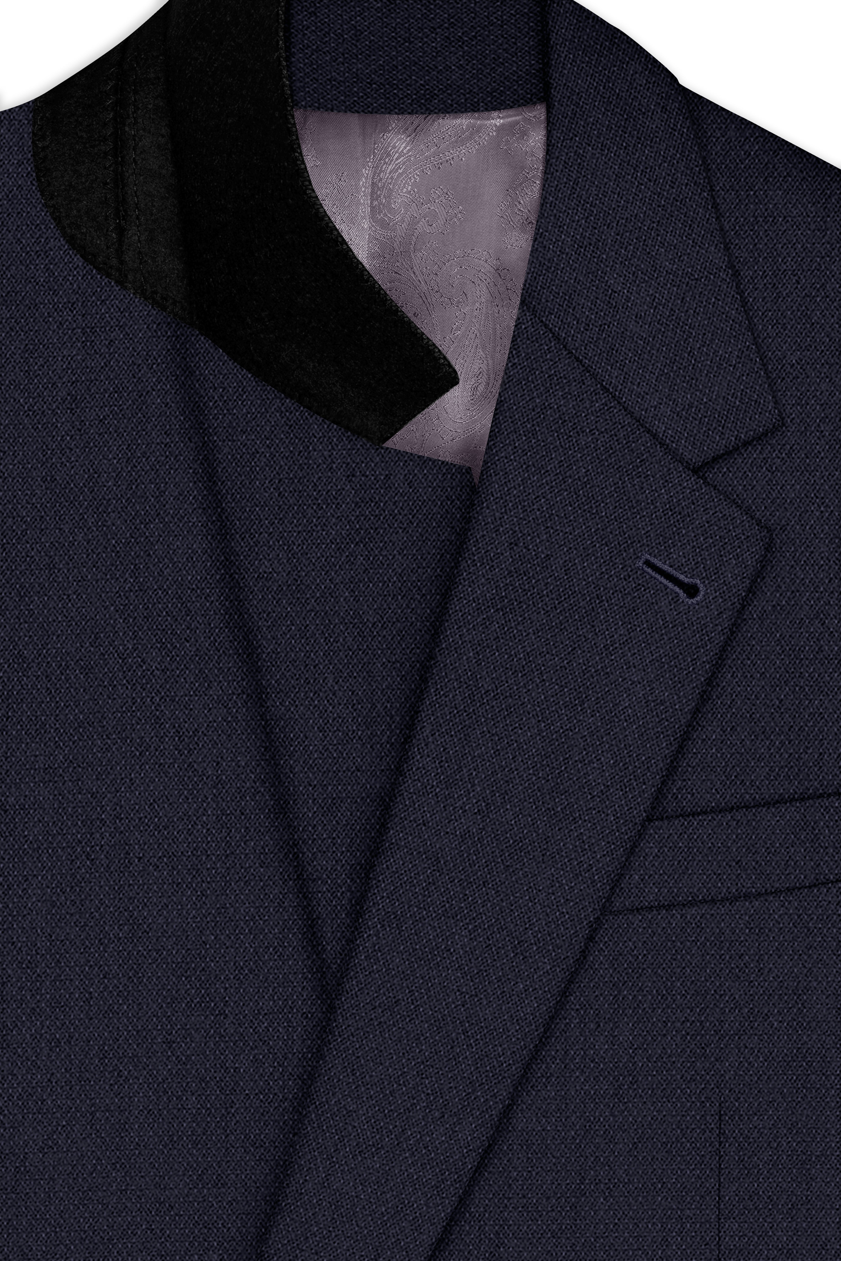 Vesper-Bastille Purple Diamond Textured Wool Rich Slight Stretch Single Breasted Blazer