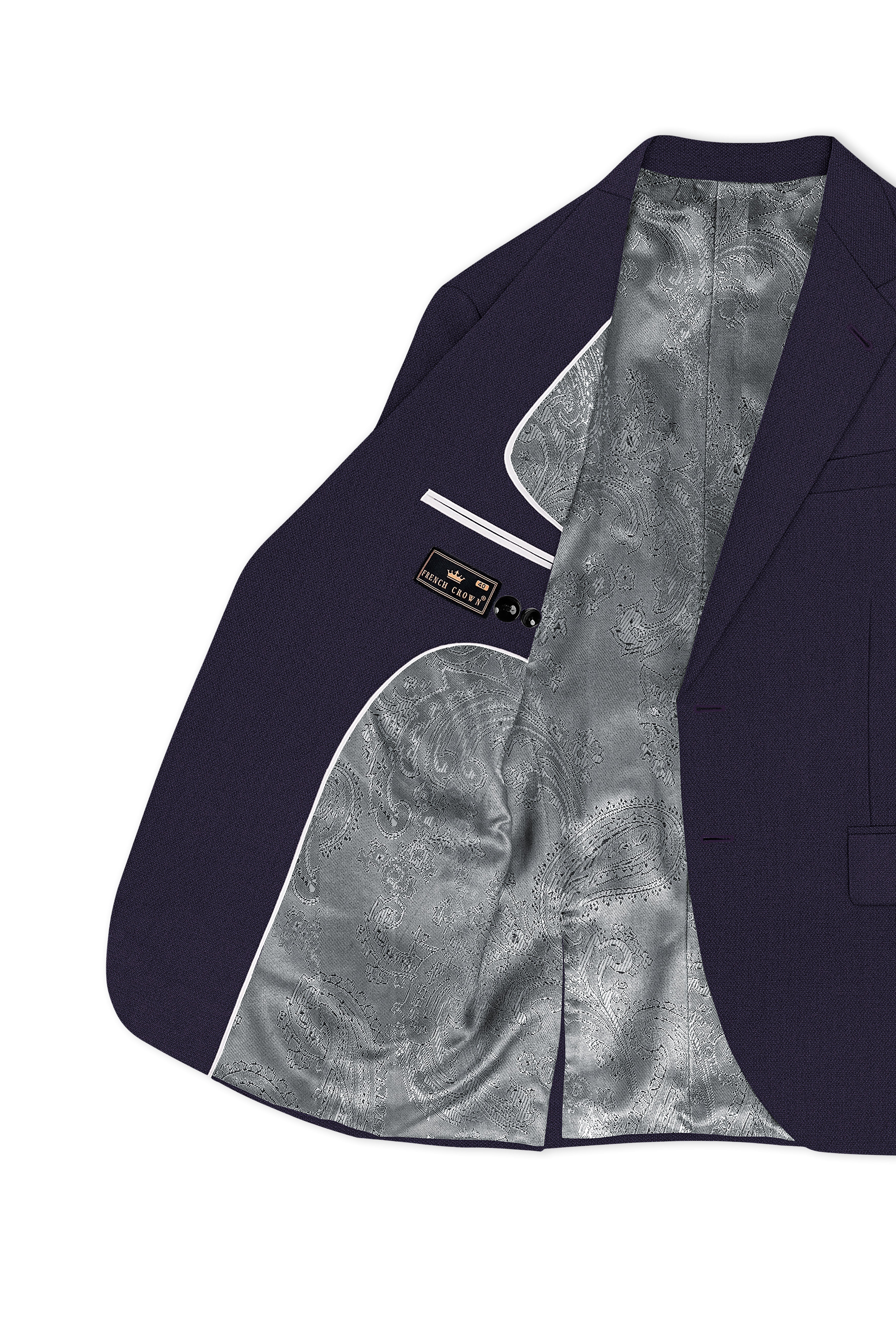 Vesper-Bastille Purple Diamond Textured Wool Rich Slight Stretch Single Breasted Blazer