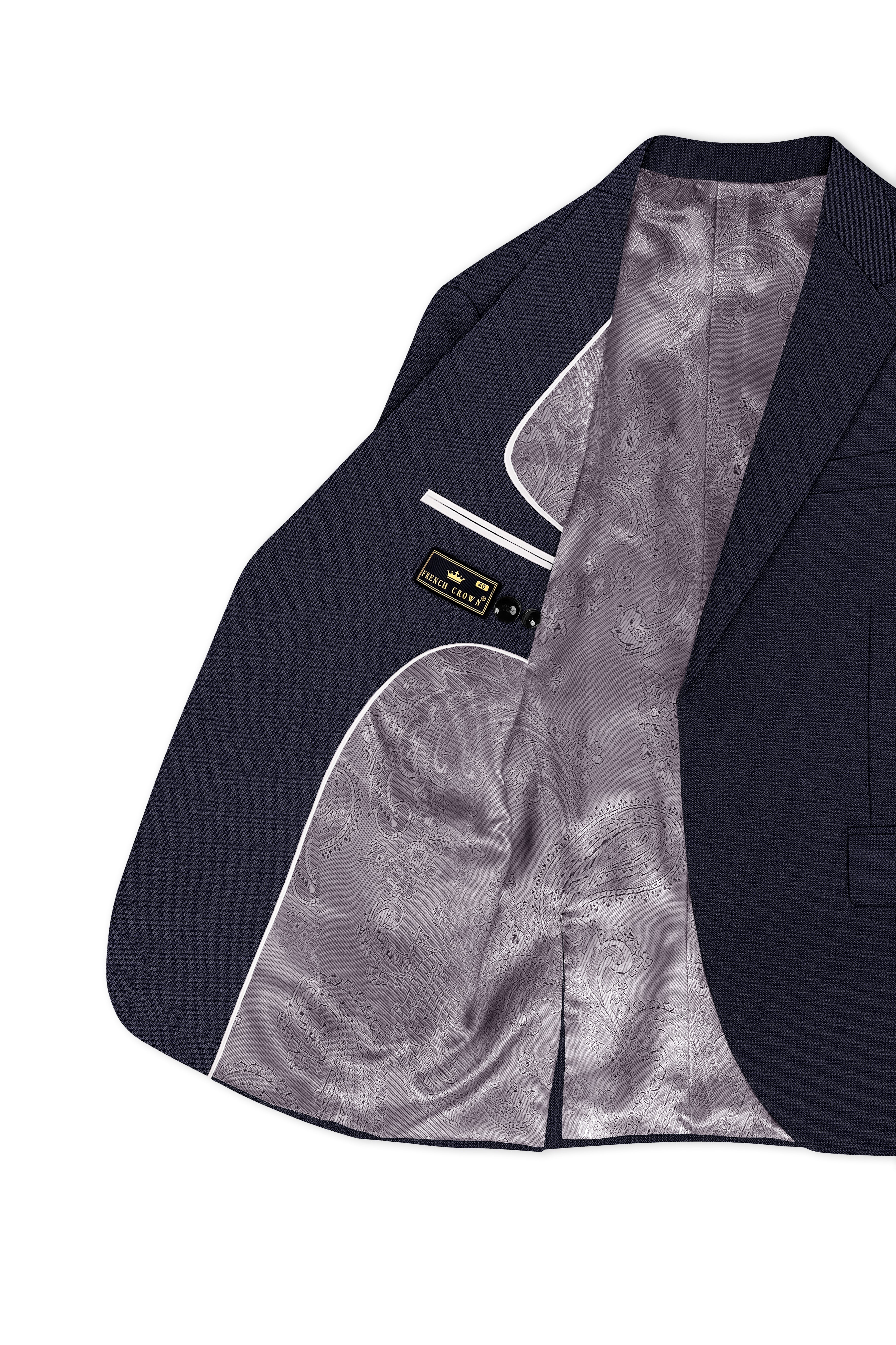 Vesper-Bastille Purple Diamond Textured Wool Rich Slight Stretch Single Breasted Blazer