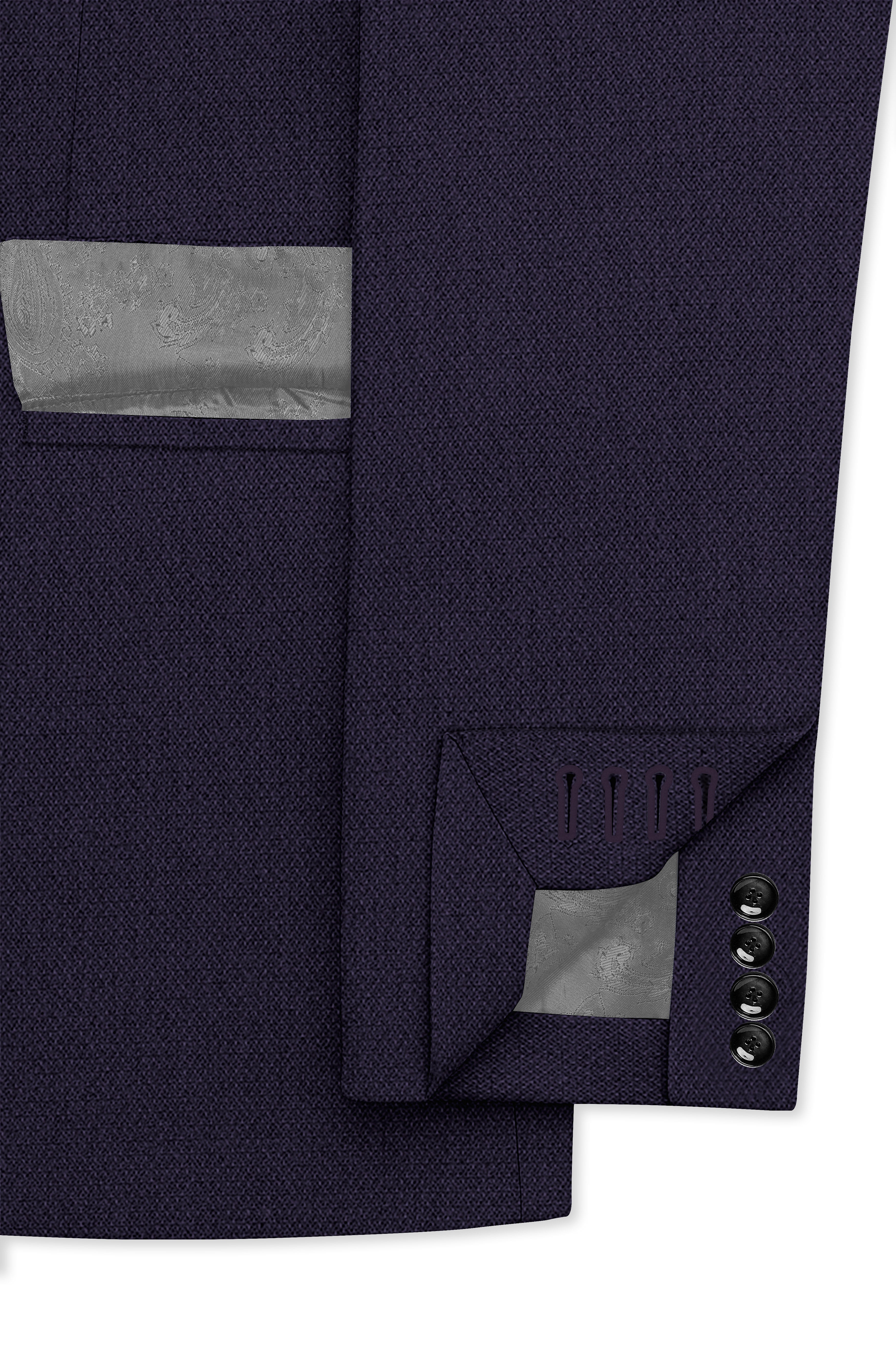 Vesper-Bastille Purple Diamond Textured Wool Rich Slight Stretch Single Breasted Blazer