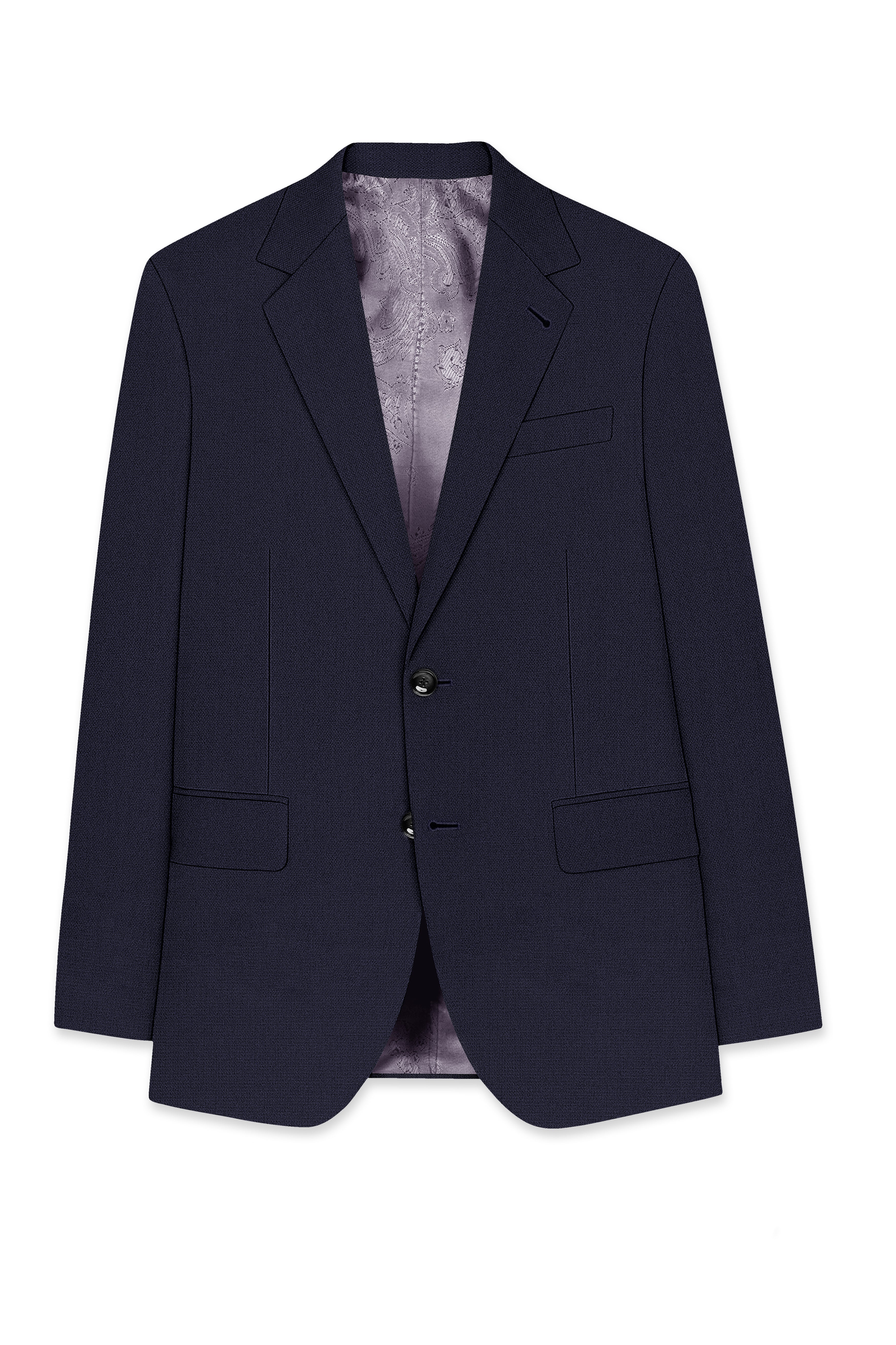 Vesper-Bastille Purple Diamond Textured Wool Rich Slight Stretch Single Breasted Blazer