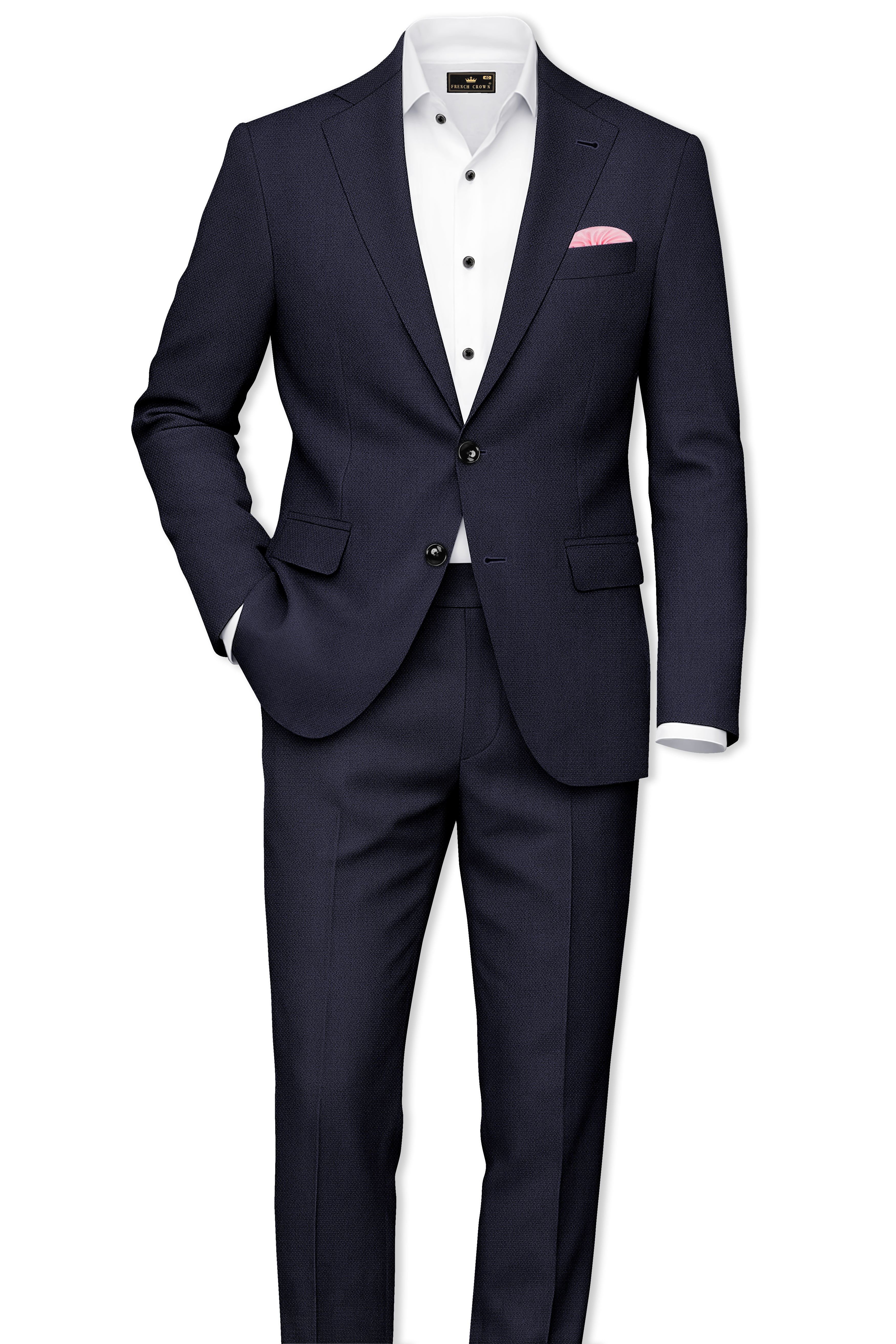 Vesper-Bastille Purple Diamond Textured Wool Rich Slight Stretch Single Breasted Blazer
