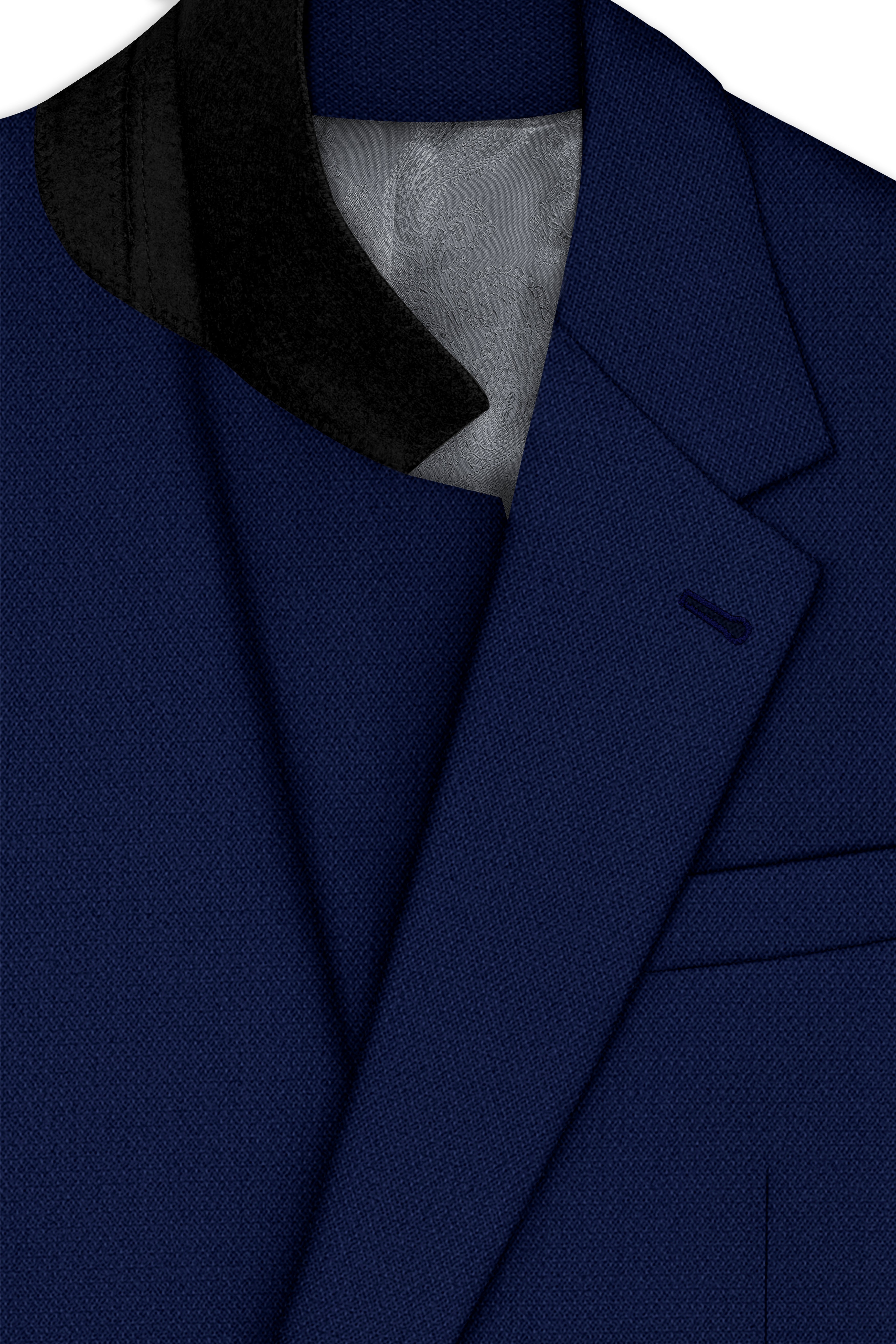 Orion-Vulcan Blue Diamond Textured Wool Rich Slight Stretch Single Breasted Blazer