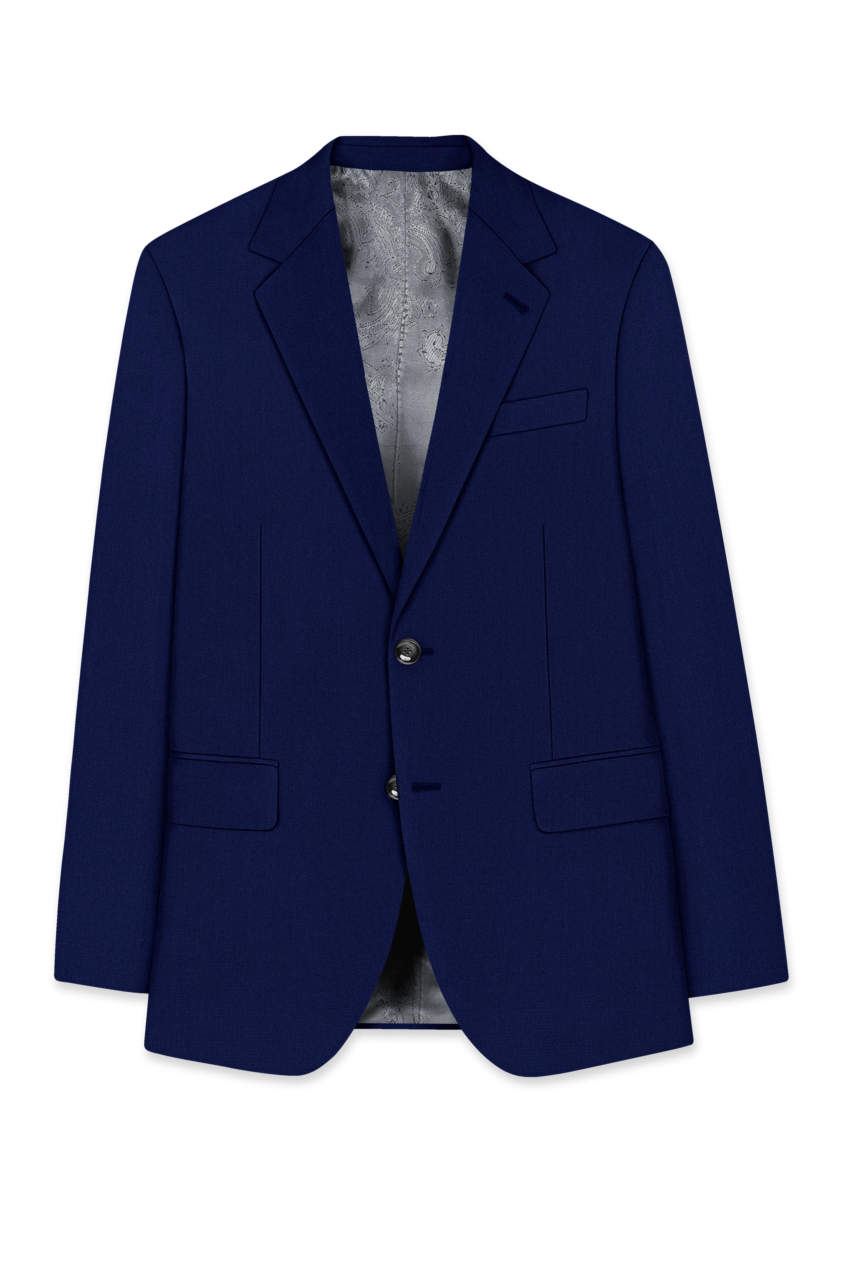 Orion-Vulcan Blue Diamond Textured Wool Rich Slight Stretch Single Breasted Blazer