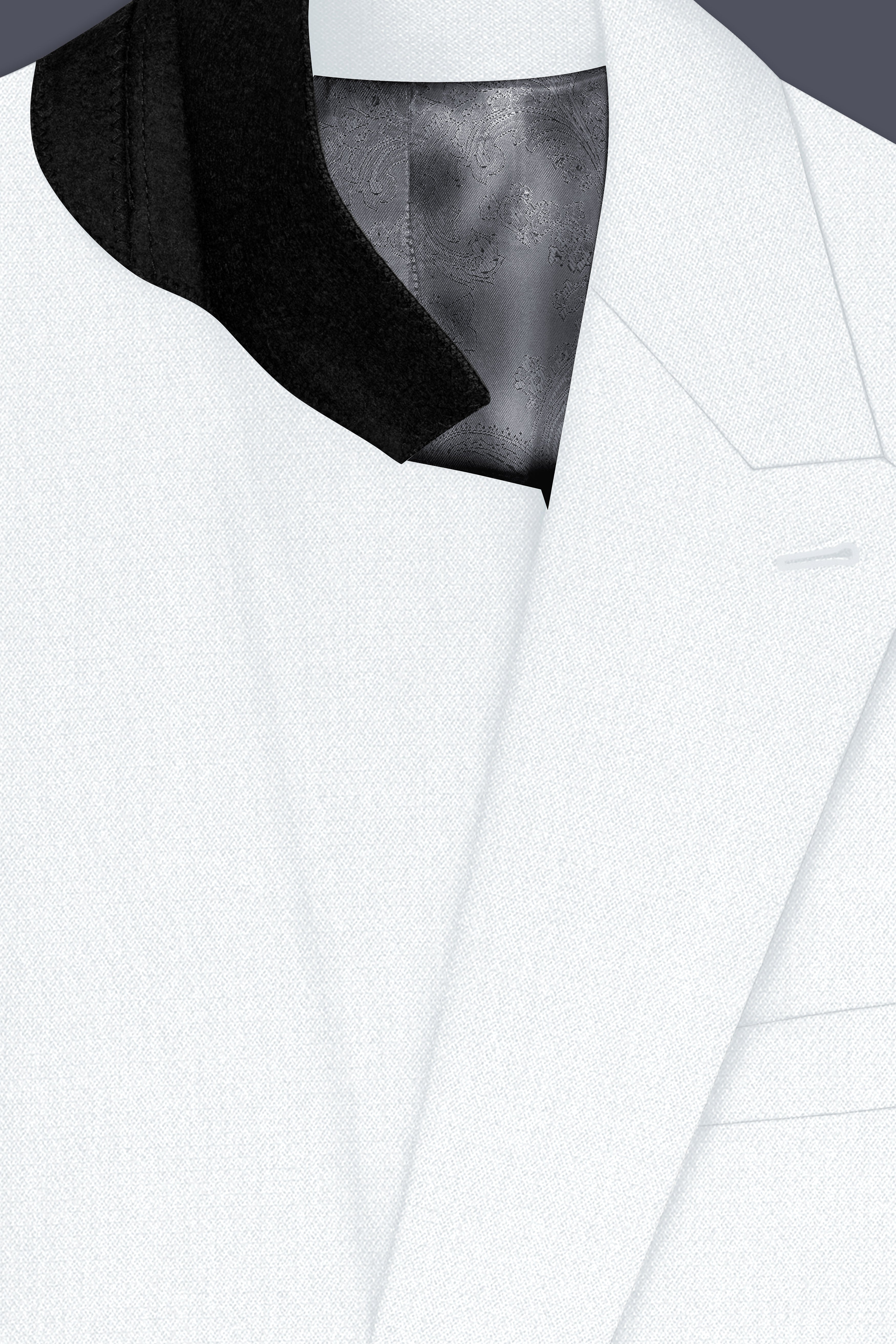Sterling-Bright White Diamond Textured Wool Rich Slight Stretch Double Breasted Blazer