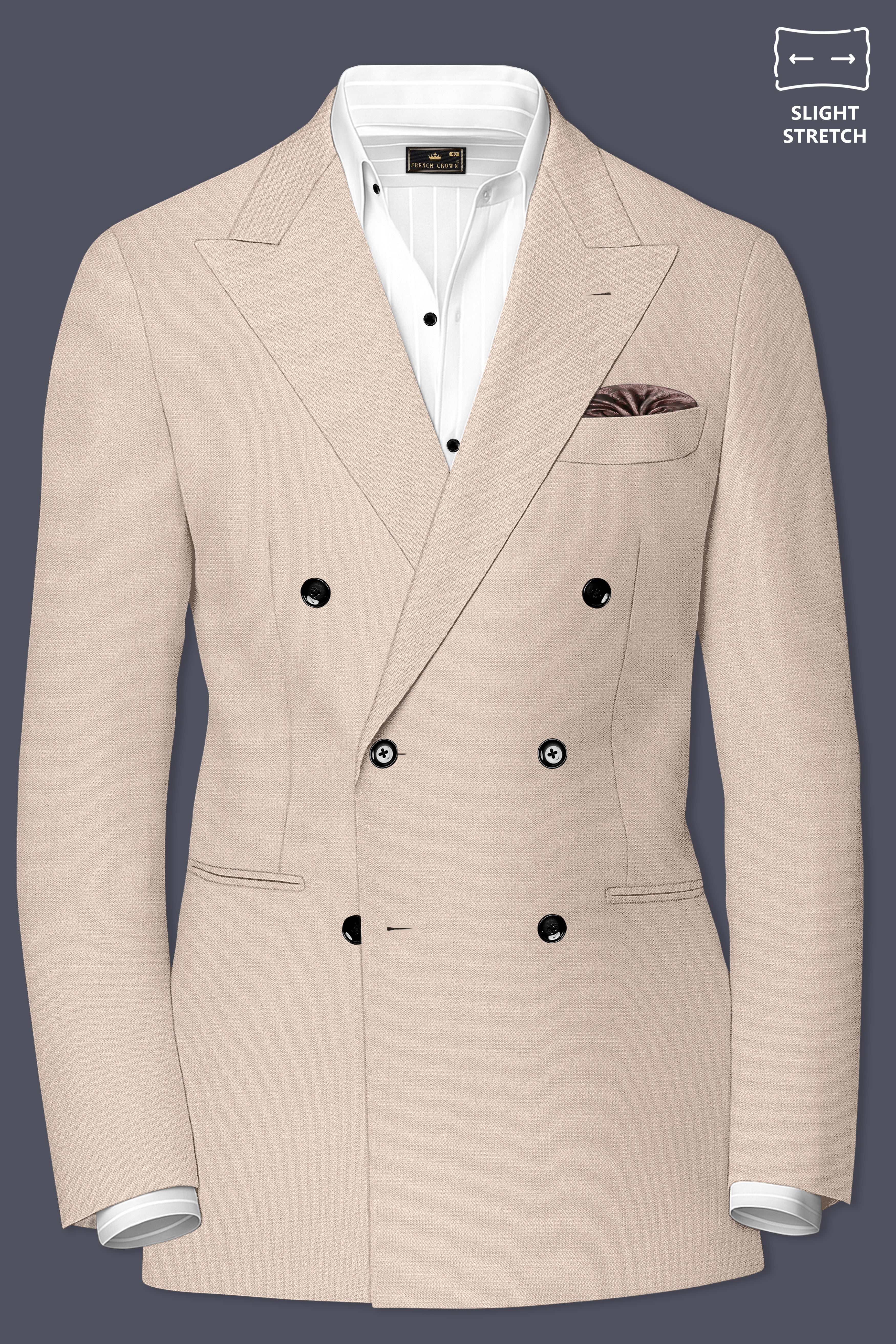 Dune-Foggy Cream Diamond Textured Wool Rich Slight Stretch Double Breasted Blazer