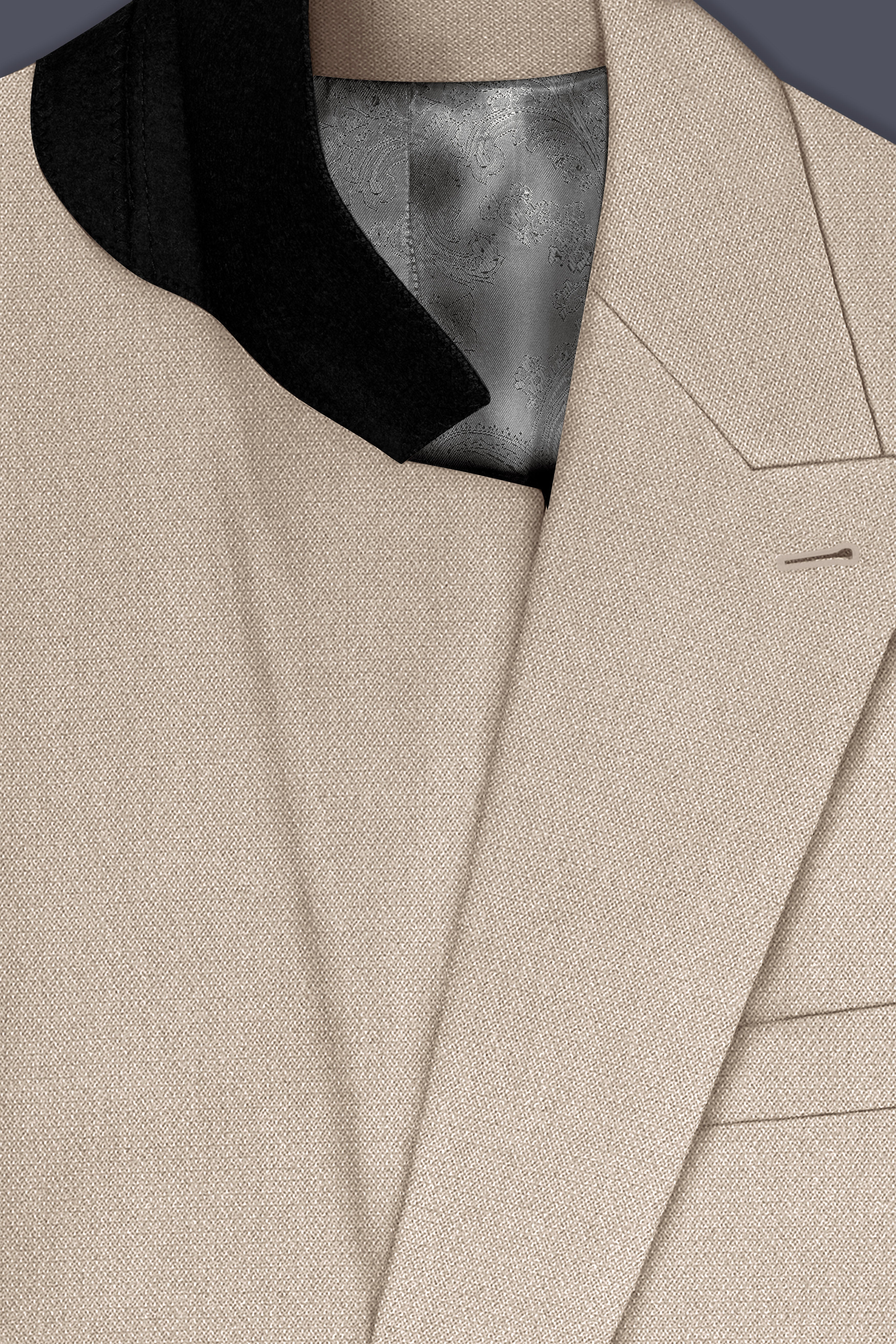 Sienna-Malta Cream Diamond Textured Wool Rich Slight Stretch Double Breasted Blazer