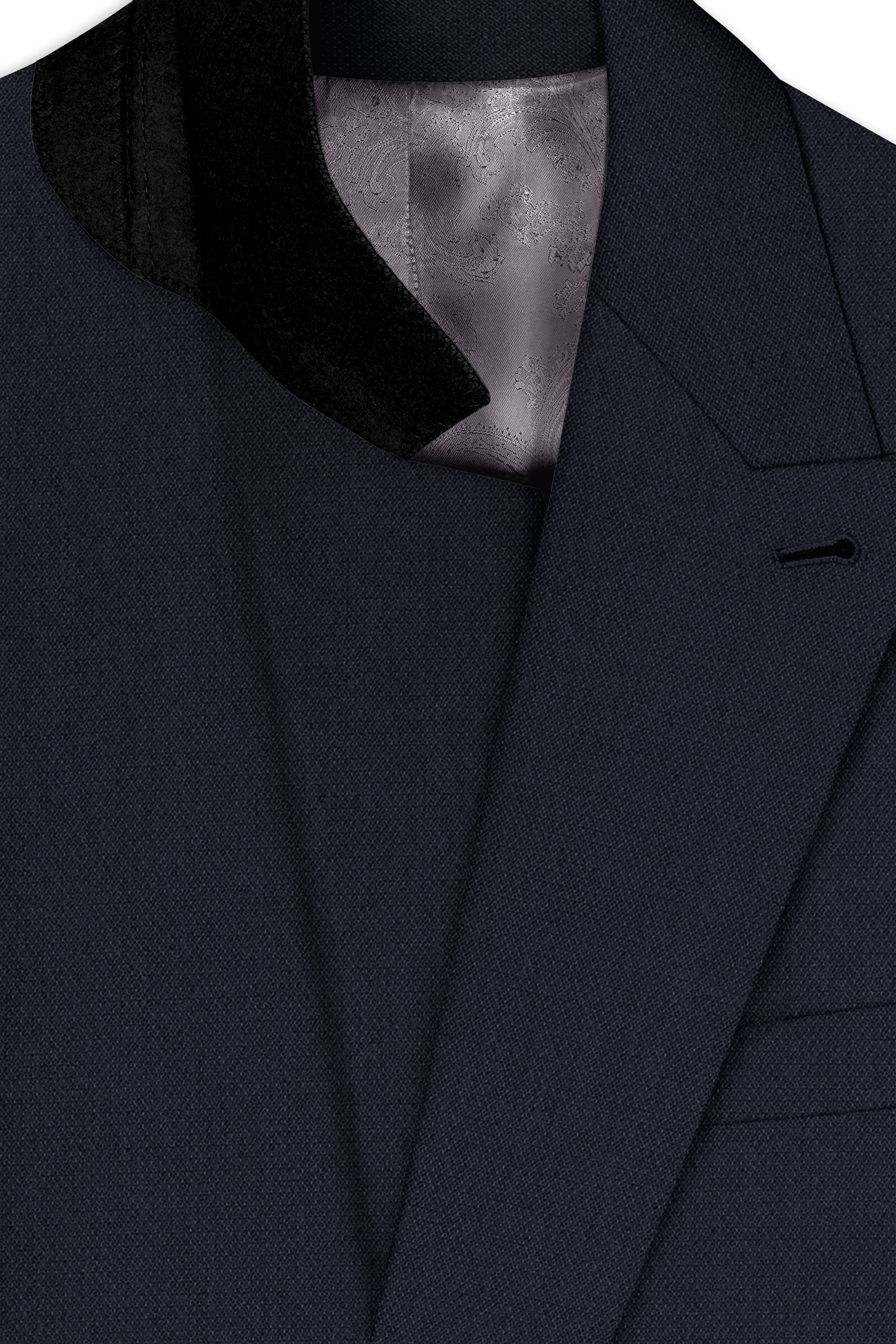 Vesper-Bastille Purple Diamond Textured Wool Rich Slight Stretch Double Breasted Blazer