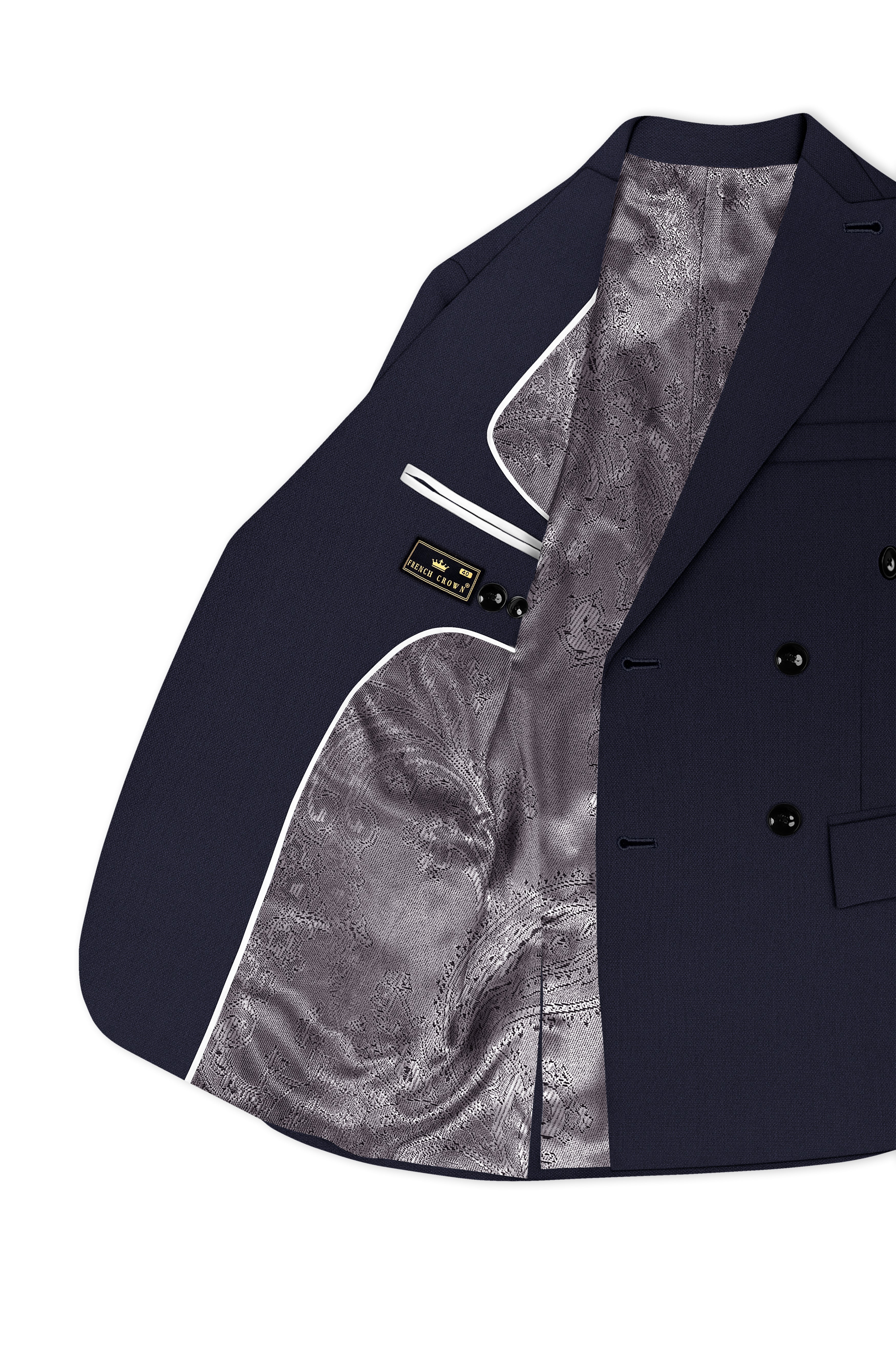 Vesper-Bastille Purple Diamond Textured Wool Rich Slight Stretch Double Breasted Blazer