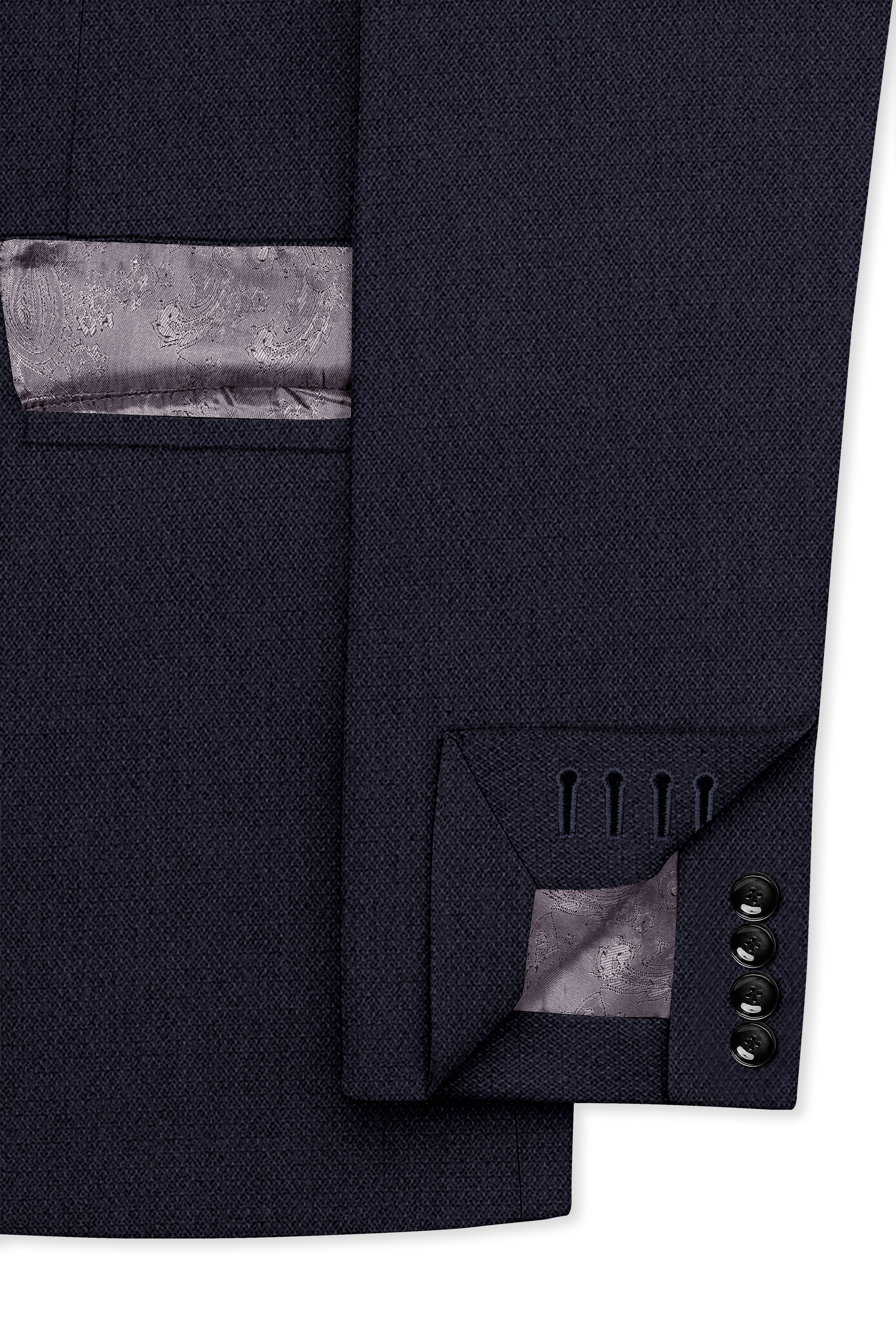Vesper-Bastille Purple Diamond Textured Wool Rich Slight Stretch Double Breasted Blazer