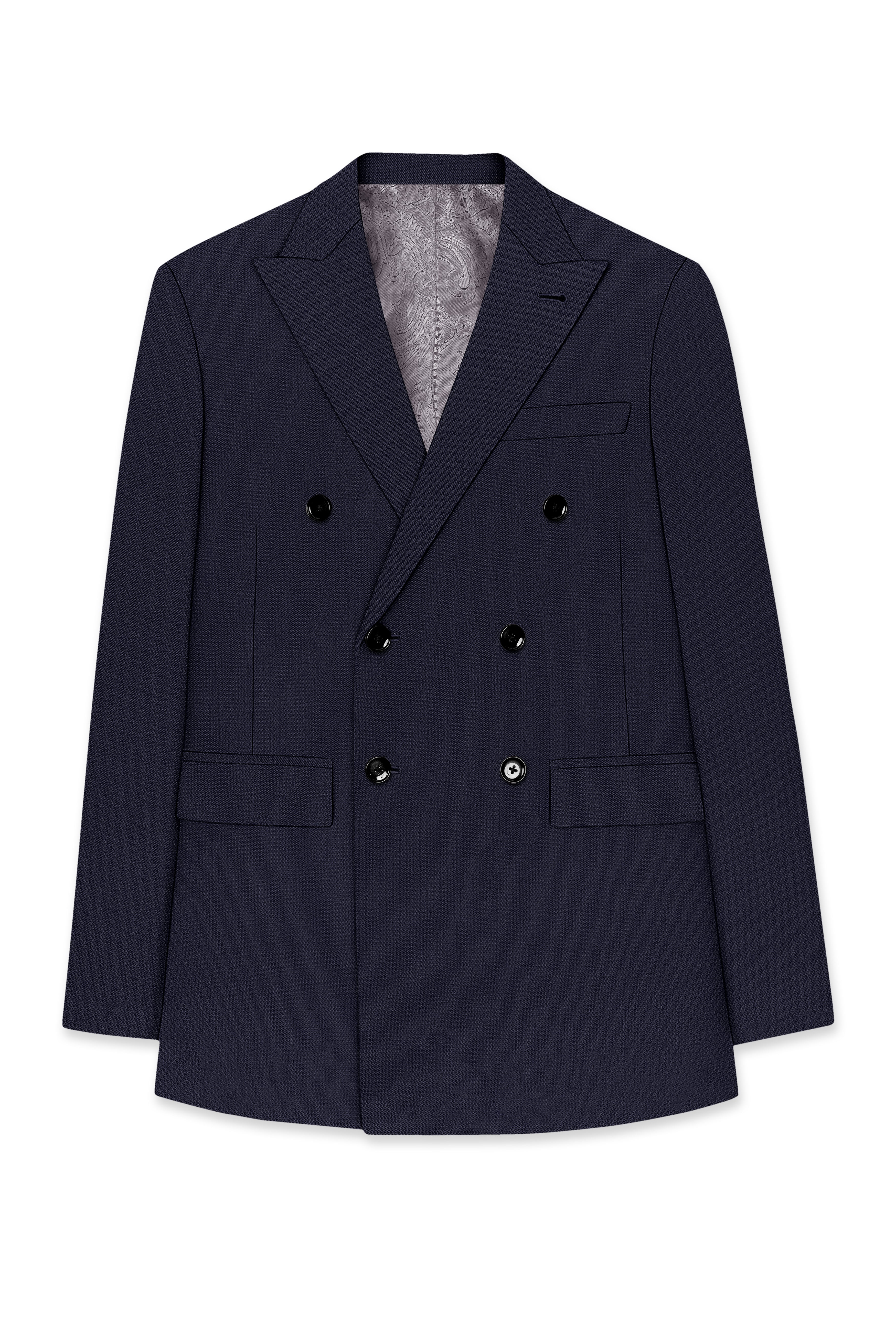 Vesper-Bastille Purple Diamond Textured Wool Rich Slight Stretch Double Breasted Blazer