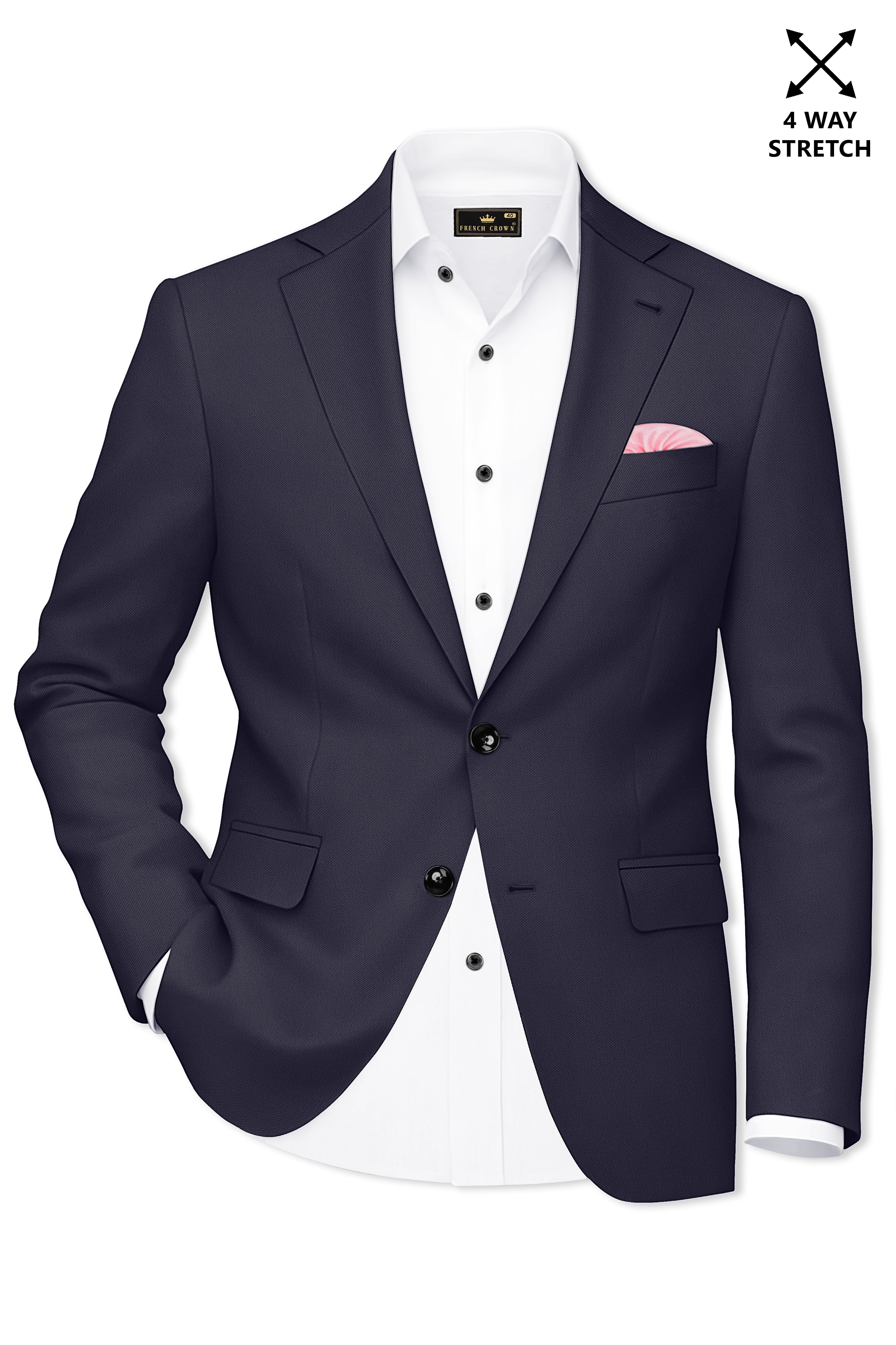 Kairo-Korean Charcoal Gray 4-Way Stretch Wrinkle-Free Wool Rich Single Breasted Blazer