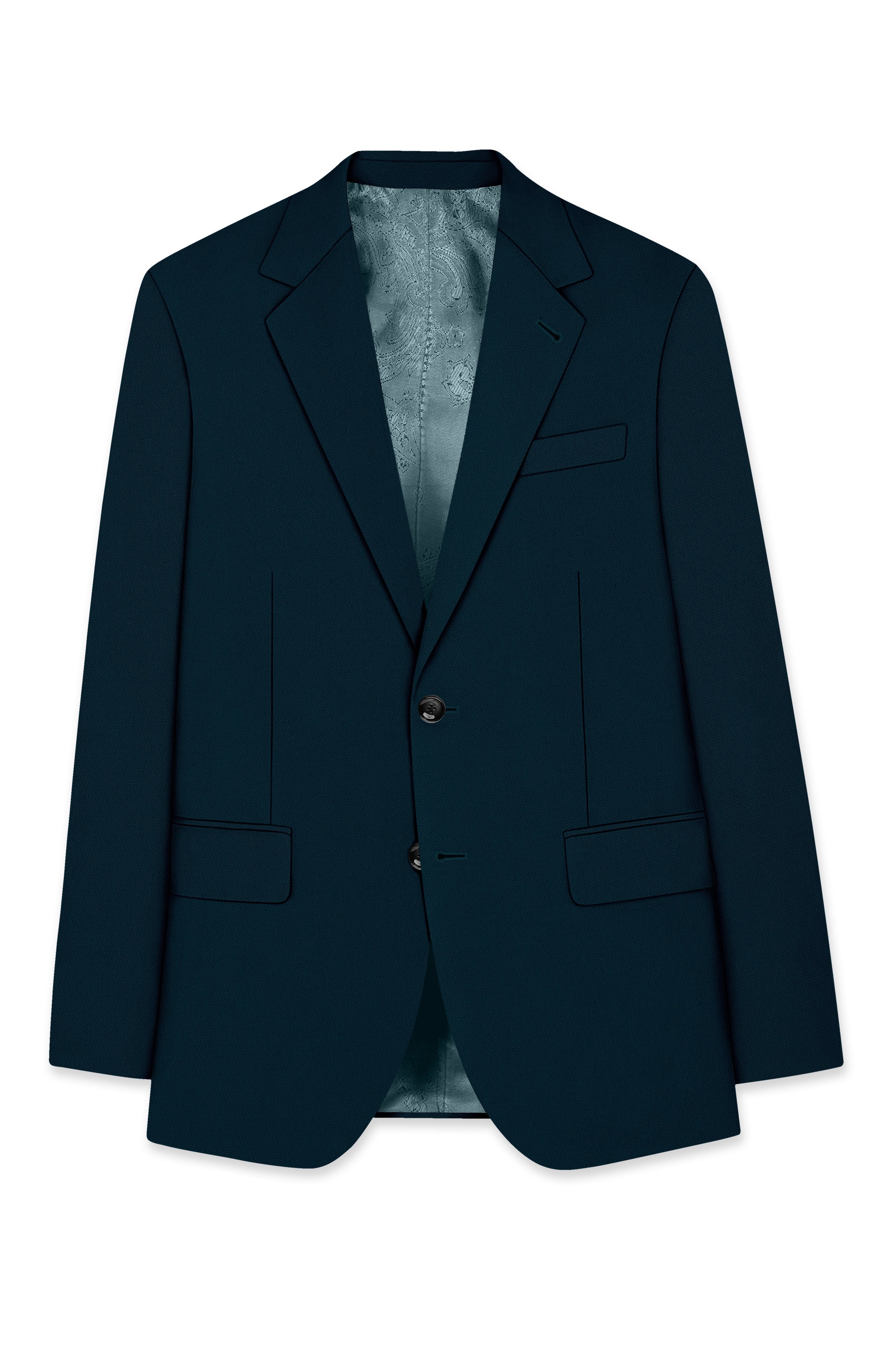 Zephyr-Korean Teal Green 4-Way Stretch Wrinkle-Free Wool Rich Single Breasted Blazer