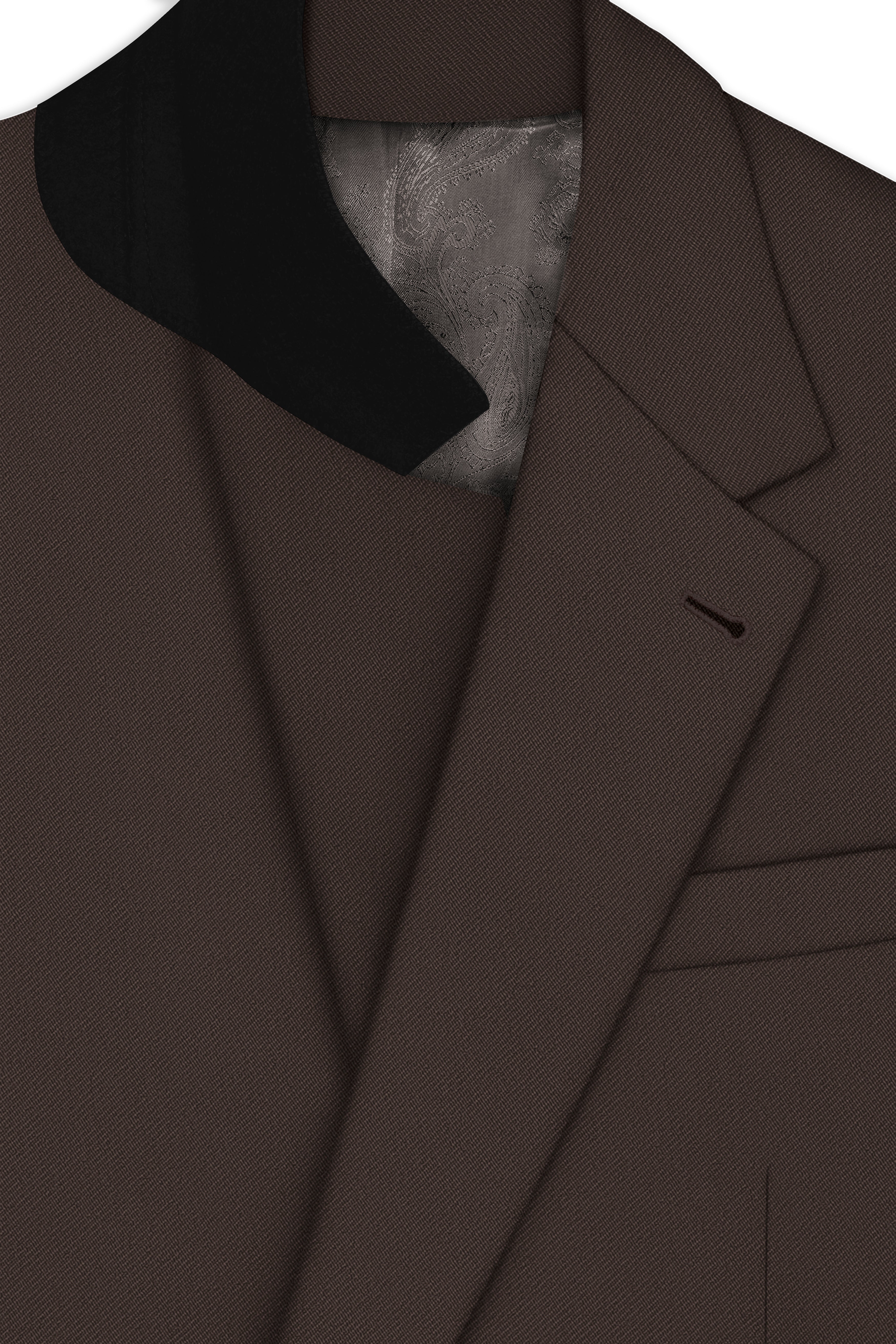 Serein-Korean Taupe Brown 4-Way Stretch Wrinkle-Free Wool Rich Single Breasted Blazer