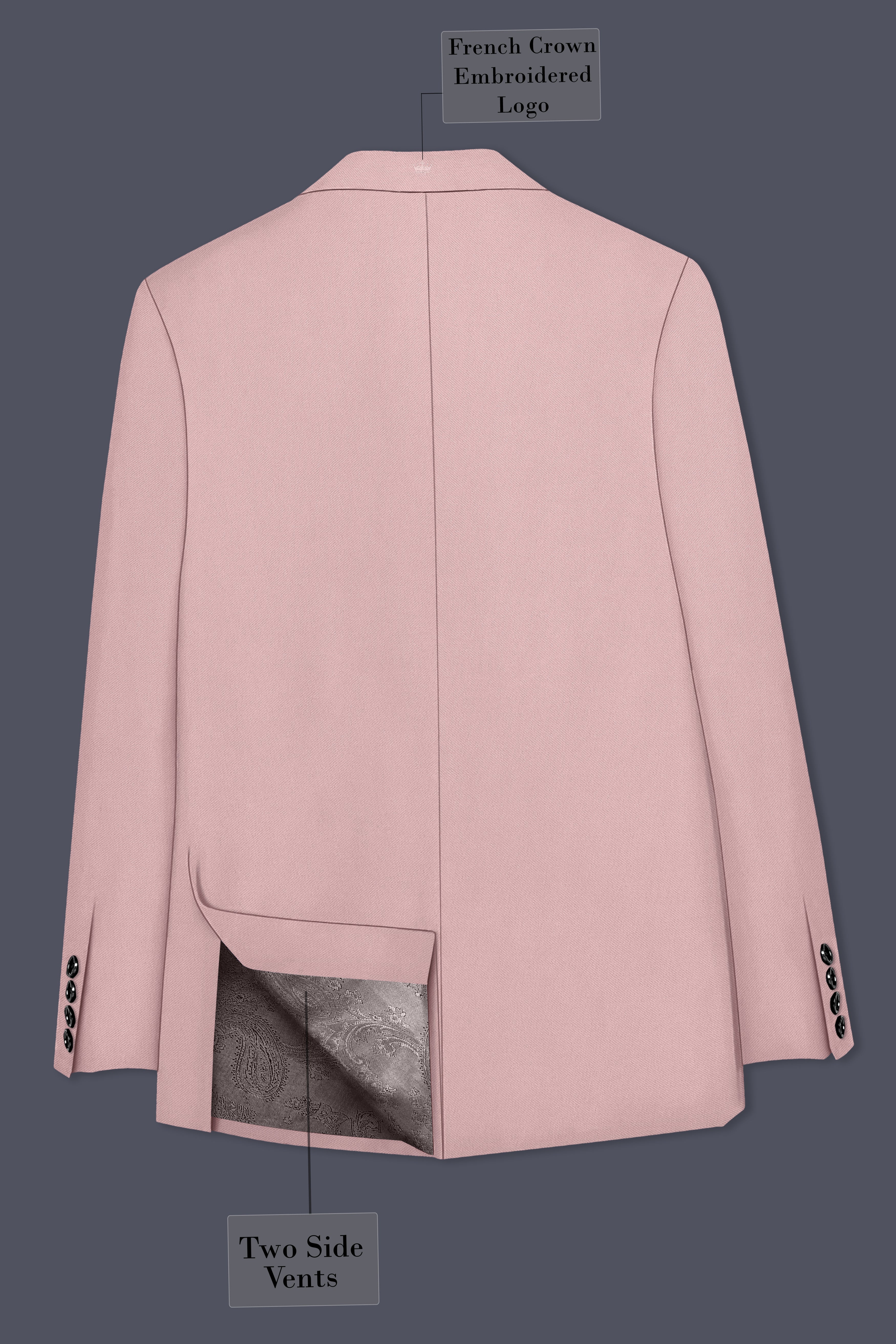Solenne-Korean Pharlap Peach 4-Way Stretch Wrinkle-Free Wool Rich Single Breasted Blazer