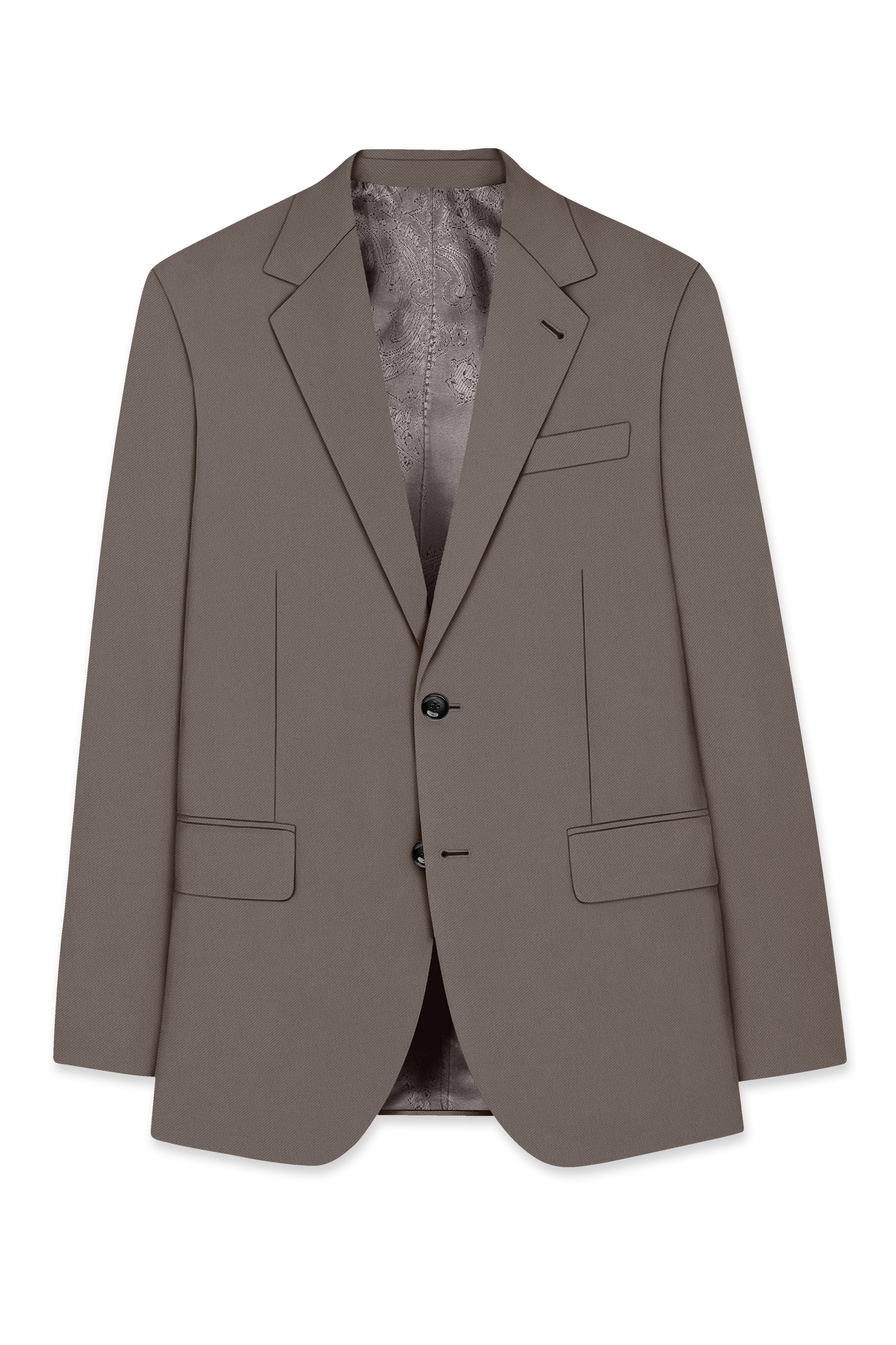Monarch-Korean Flint Brown 4-Way Stretch Wrinkle-Free Wool Rich Single Breasted Blazer