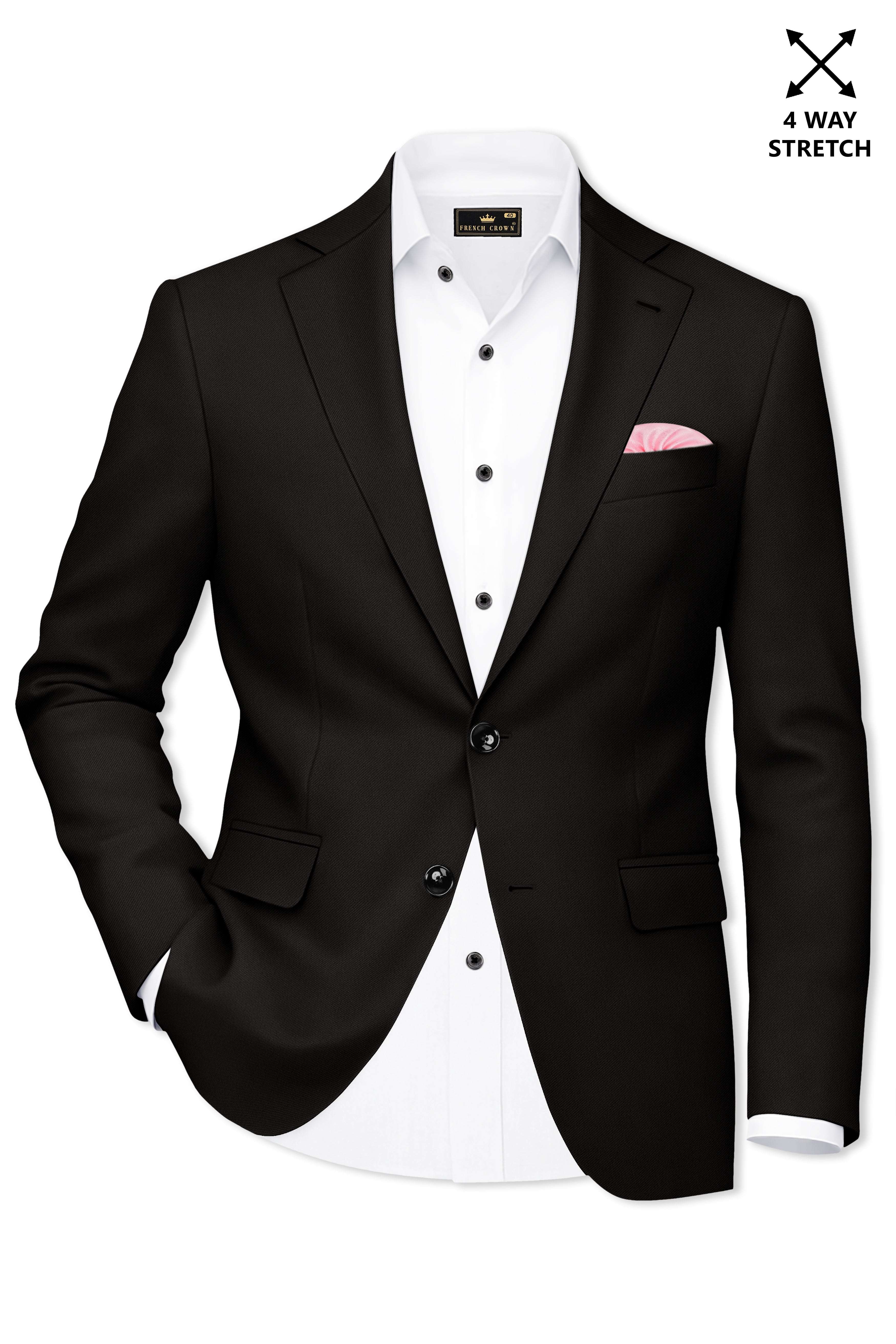 Bronze-Korean Zeus Brown 4-Way Stretch Wrinkle-Free Wool Rich Single Breasted Blazer