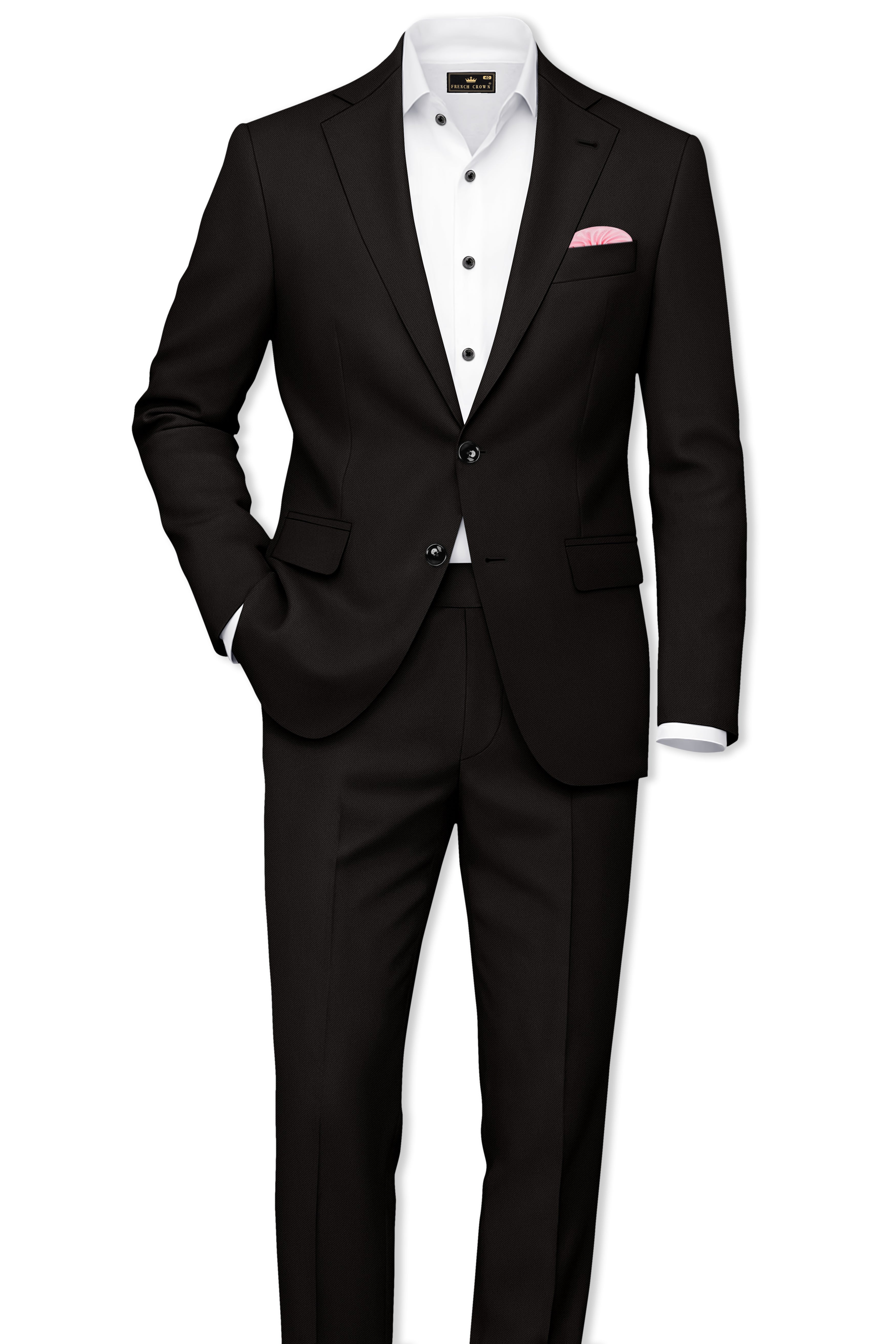Bronze-Korean Zeus Brown 4-Way Stretch Wrinkle-Free Wool Rich Single Breasted Blazer
