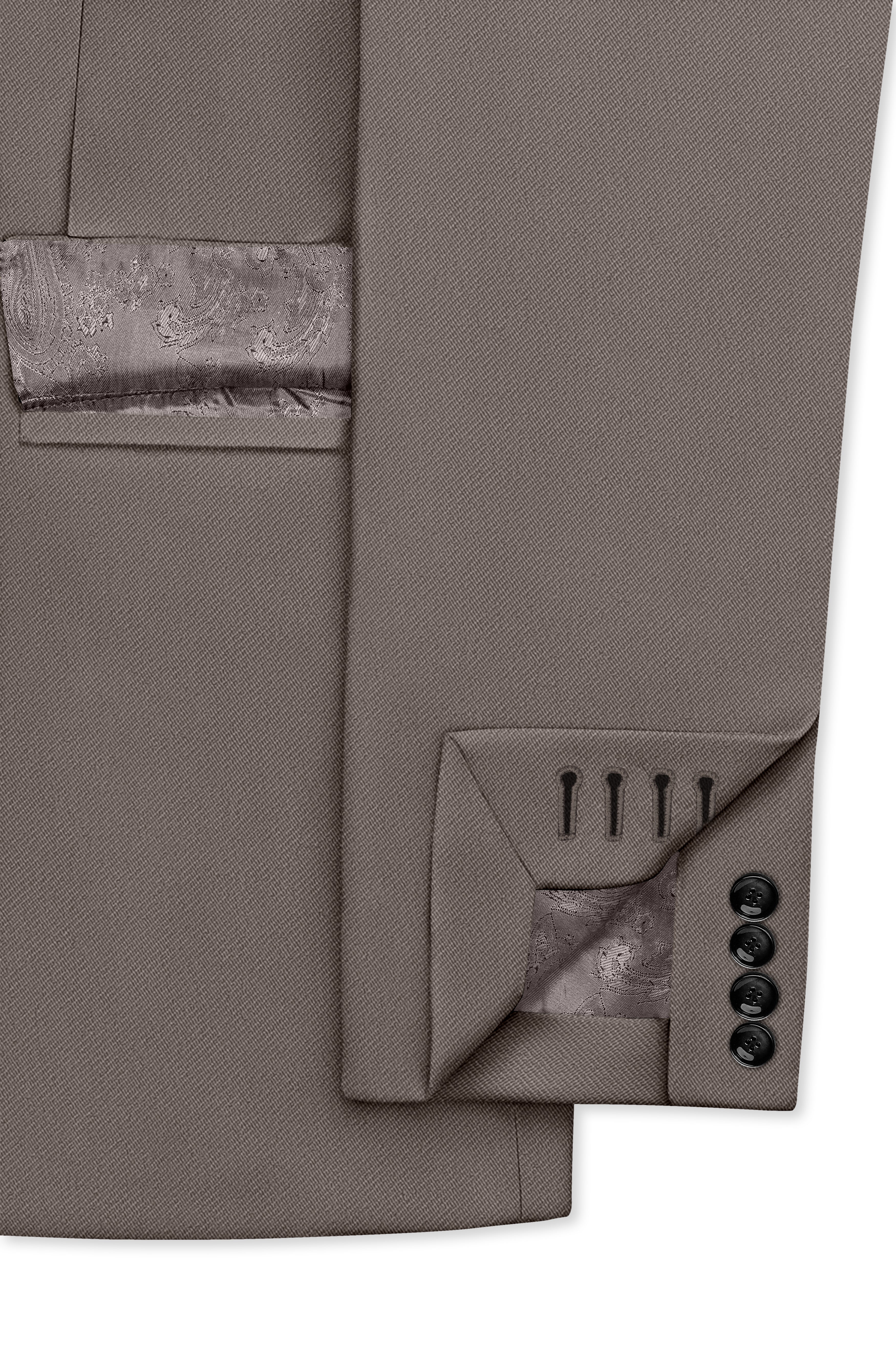 Monarch-Korean Flint Brown 4-Way Stretch Wrinkle-Free Wool Rich Double Breasted Blazer