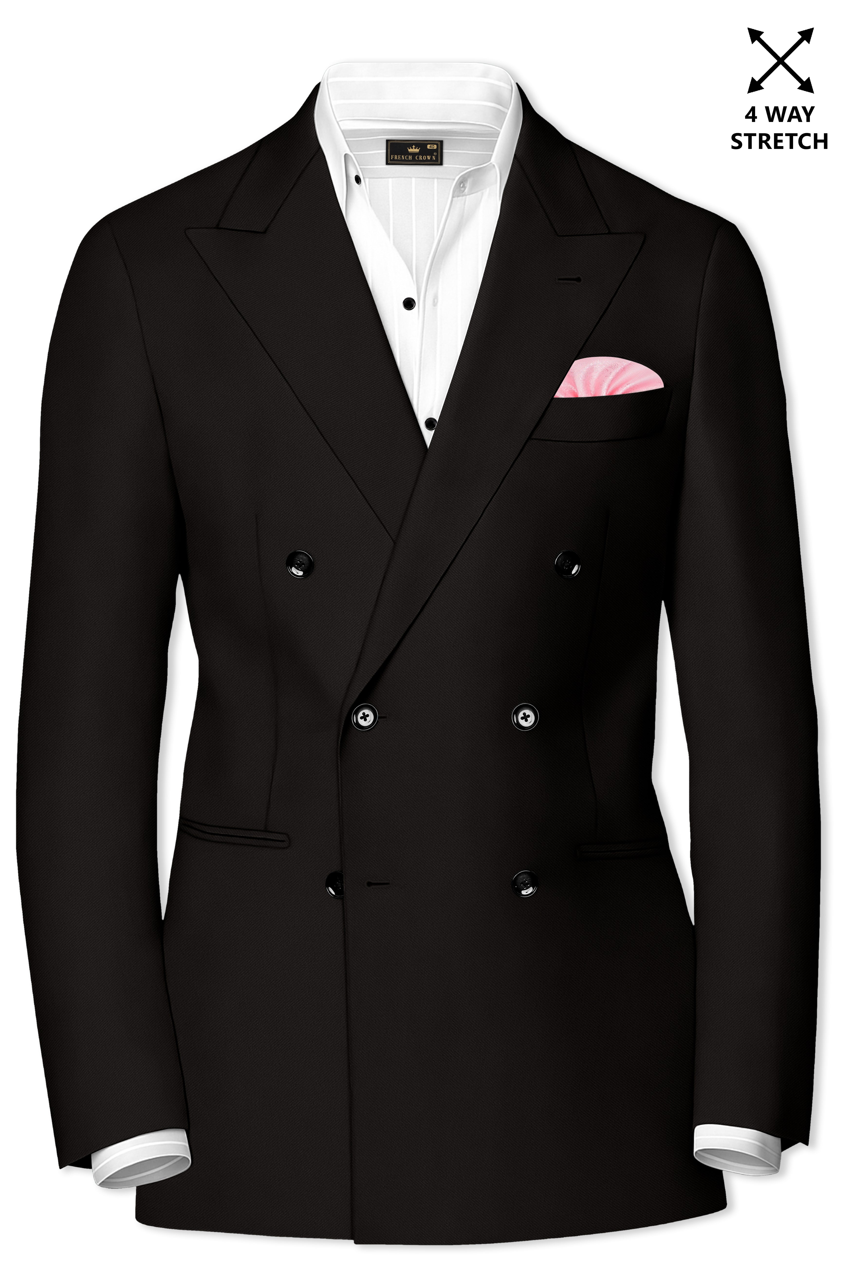 Bronze-Korean Zeus Brown Solid Premium Wool Rich Double Breasted