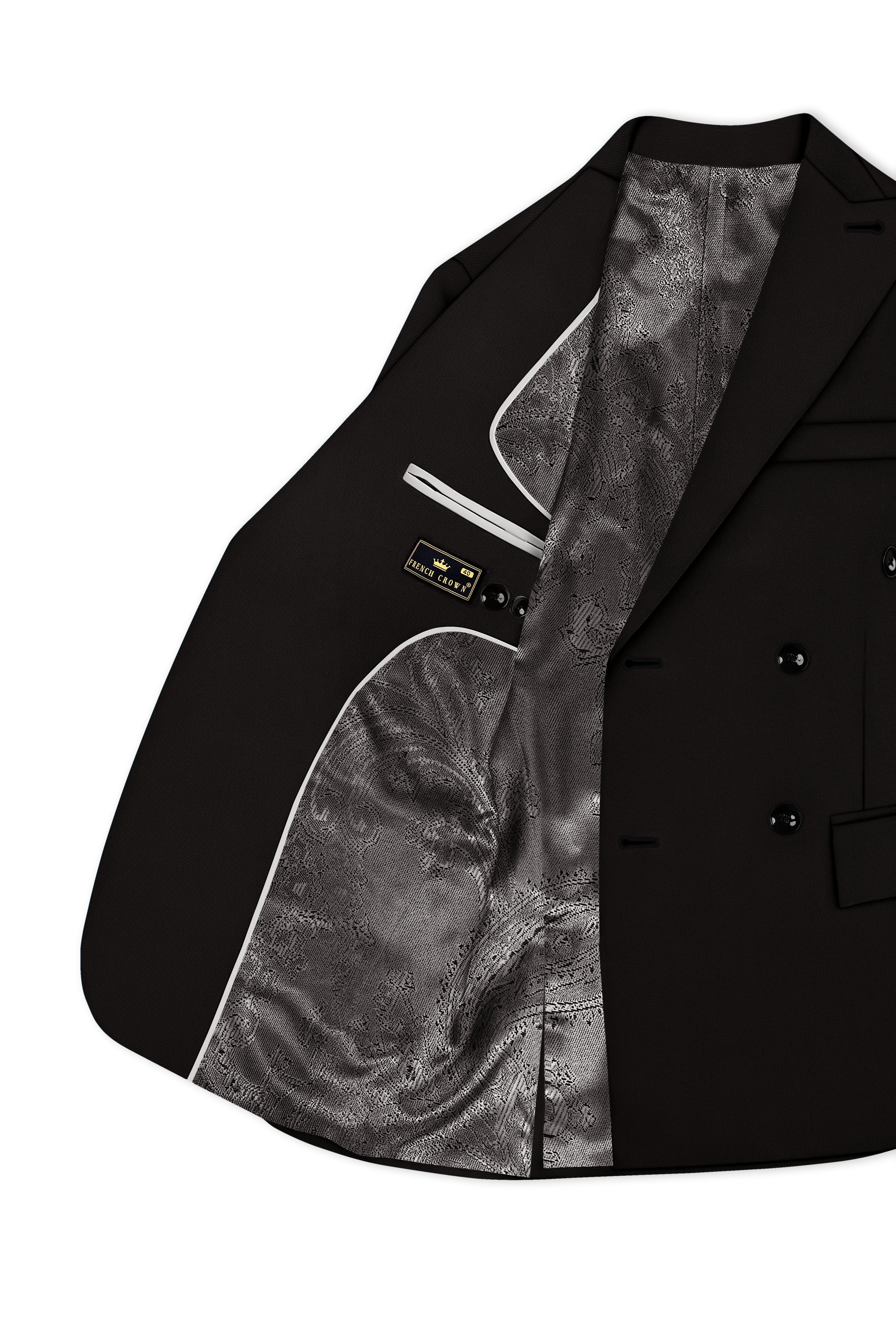 Bronze-Korean Zeus Brown 4-Way Stretch Wrinkle-Free Wool Rich Double Breasted Blazer