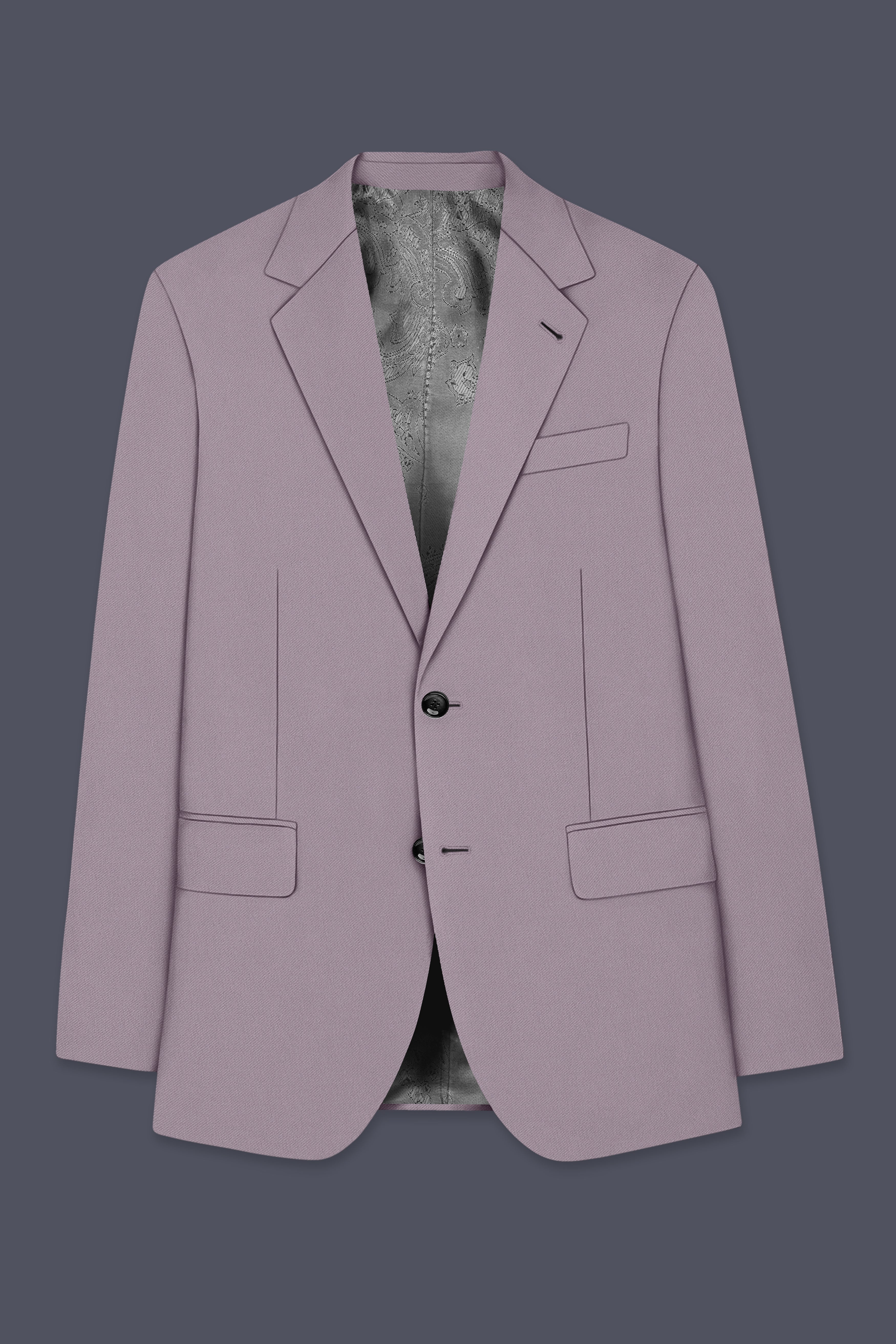 Roselle-Korean Bouquet Pink 4-Way Stretch Wrinkle-Free Wool Rich Single Breasted Blazer