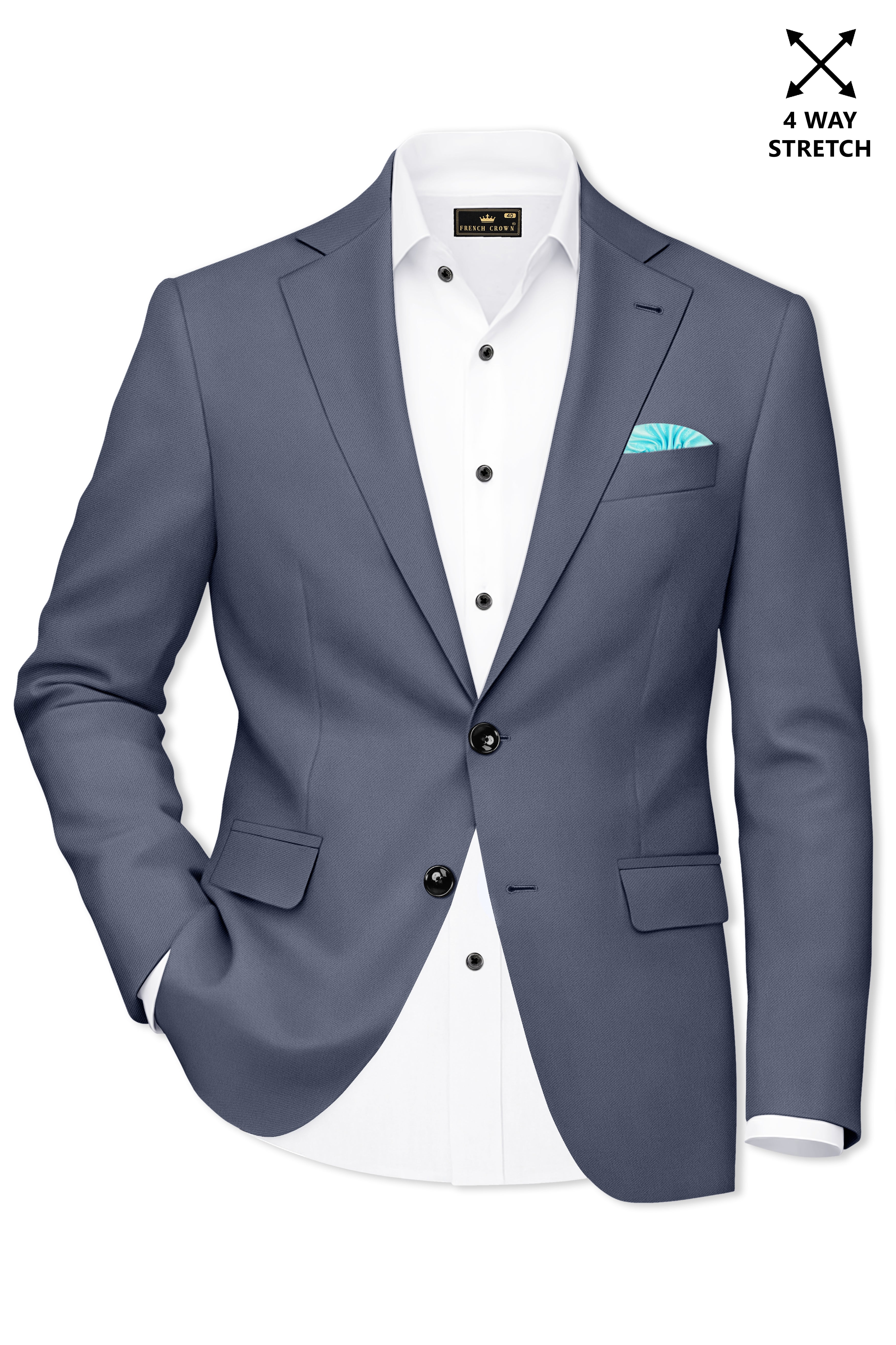 Monarch-Korean Dolphin Gray 4-Way Stretch Wrinkle-Free Wool Rich Single Breasted Blazer