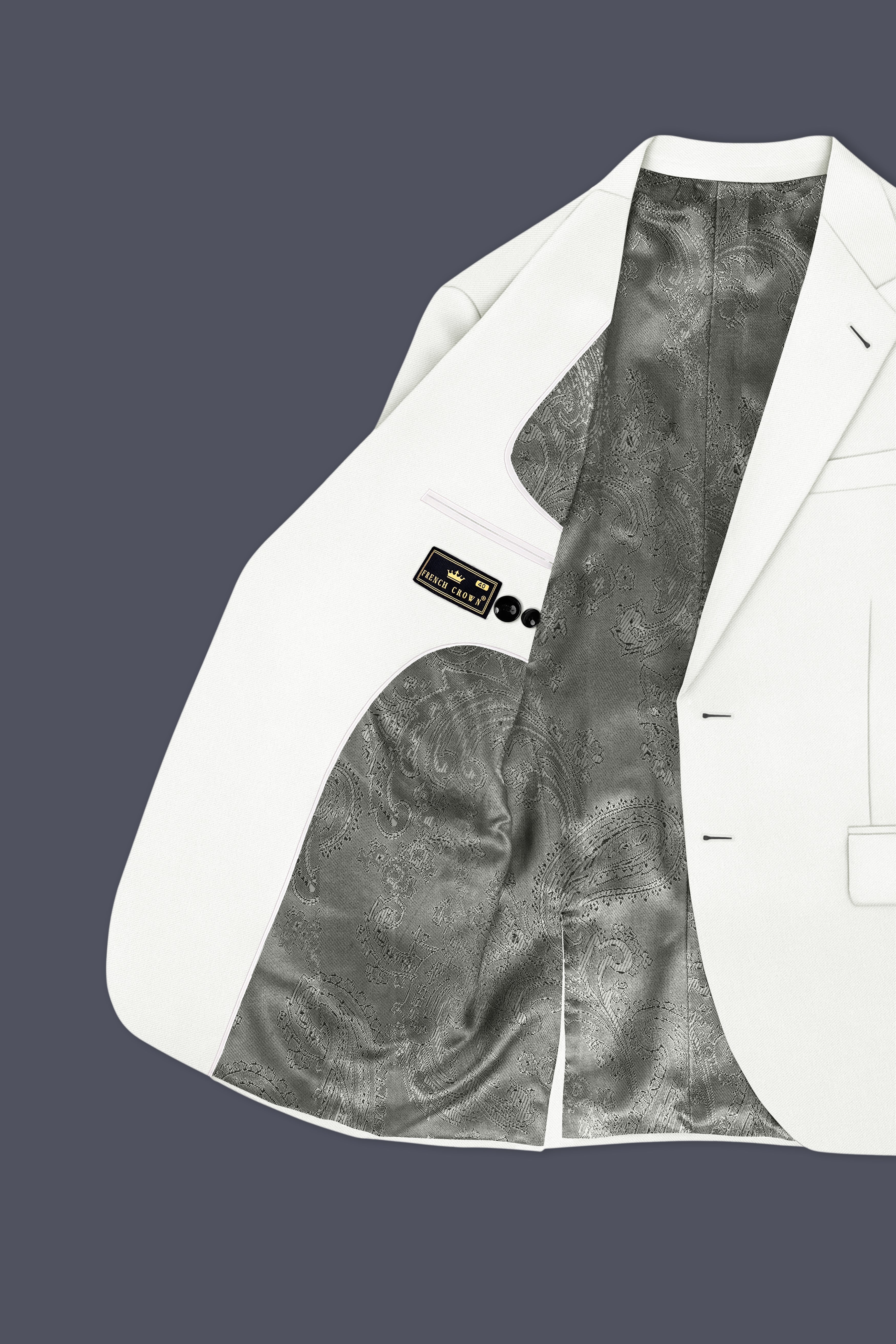Celio-Korean Off White 4-Way Stretch Wrinkle-Free Wool Rich Single Breasted Blazer