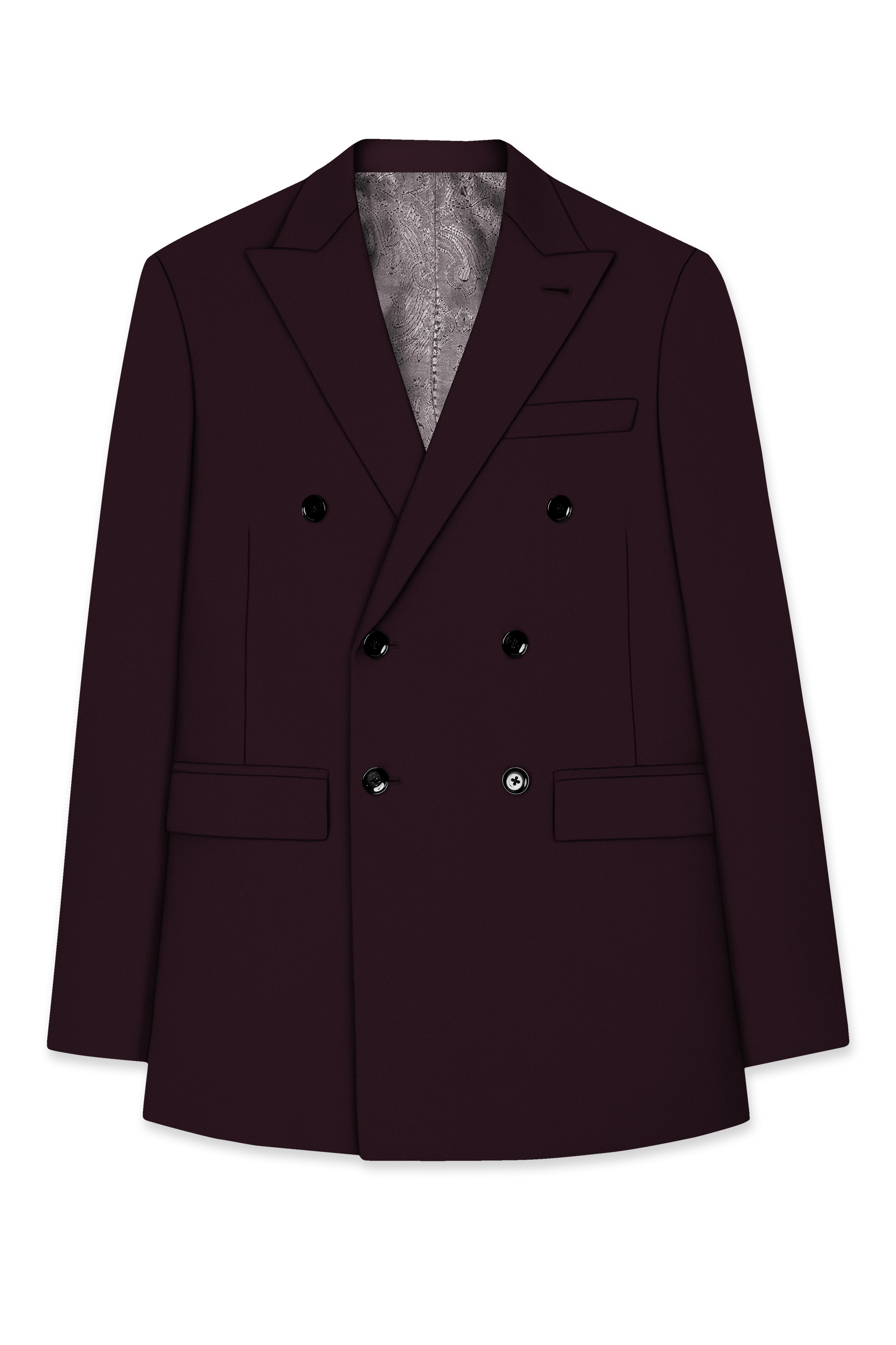 Imperio-korean Eclipse Purple 4-Way Stretch Wrinkle-Free Wool Rich Double Breasted Blazer