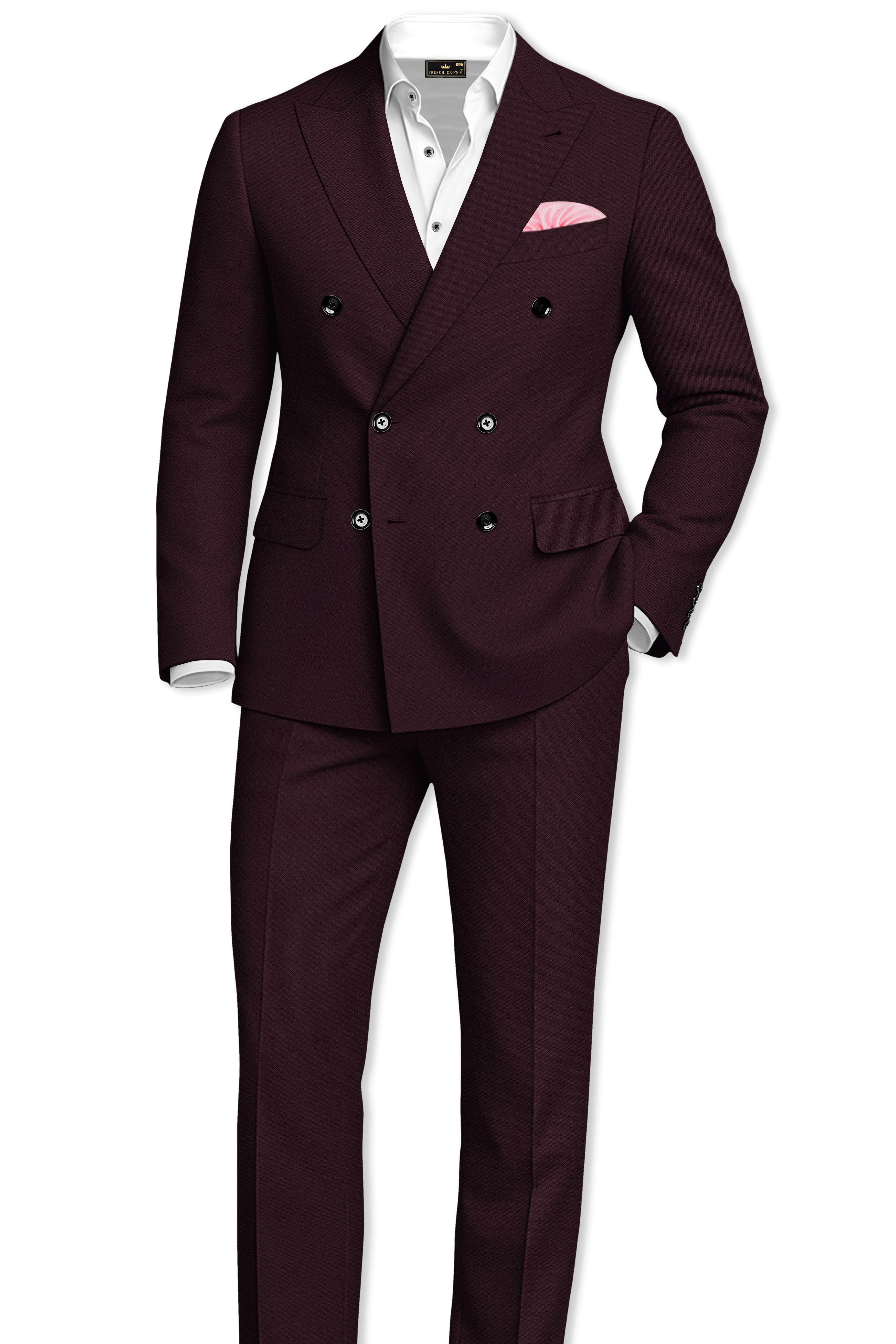 Imperio-korean Eclipse Purple 4-Way Stretch Wrinkle-Free Wool Rich Double Breasted Blazer