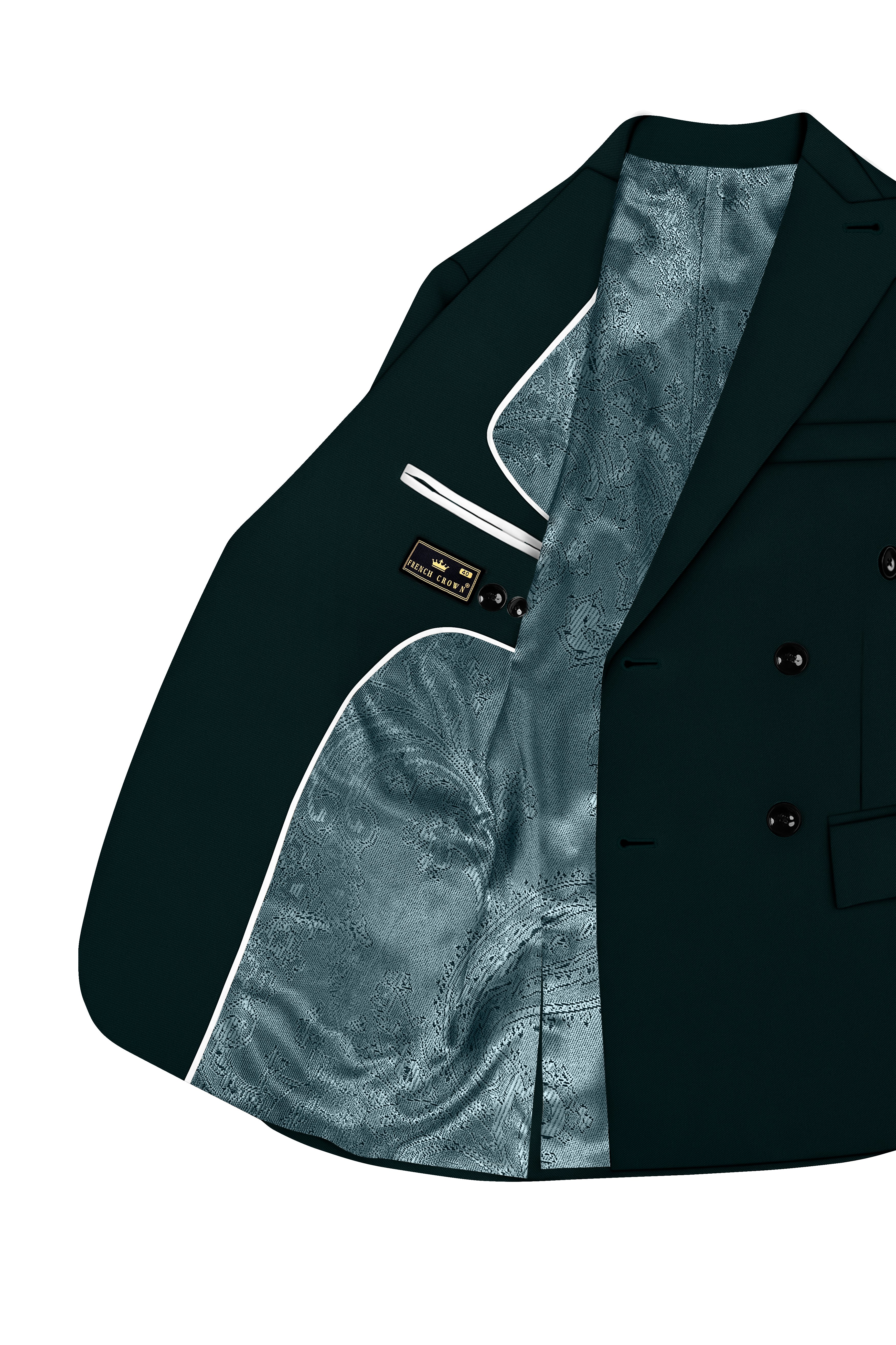 Terrain-Korean Swamp Green 4-Way Stretch Wrinkle-Free Wool Rich Double Breasted Blazer
