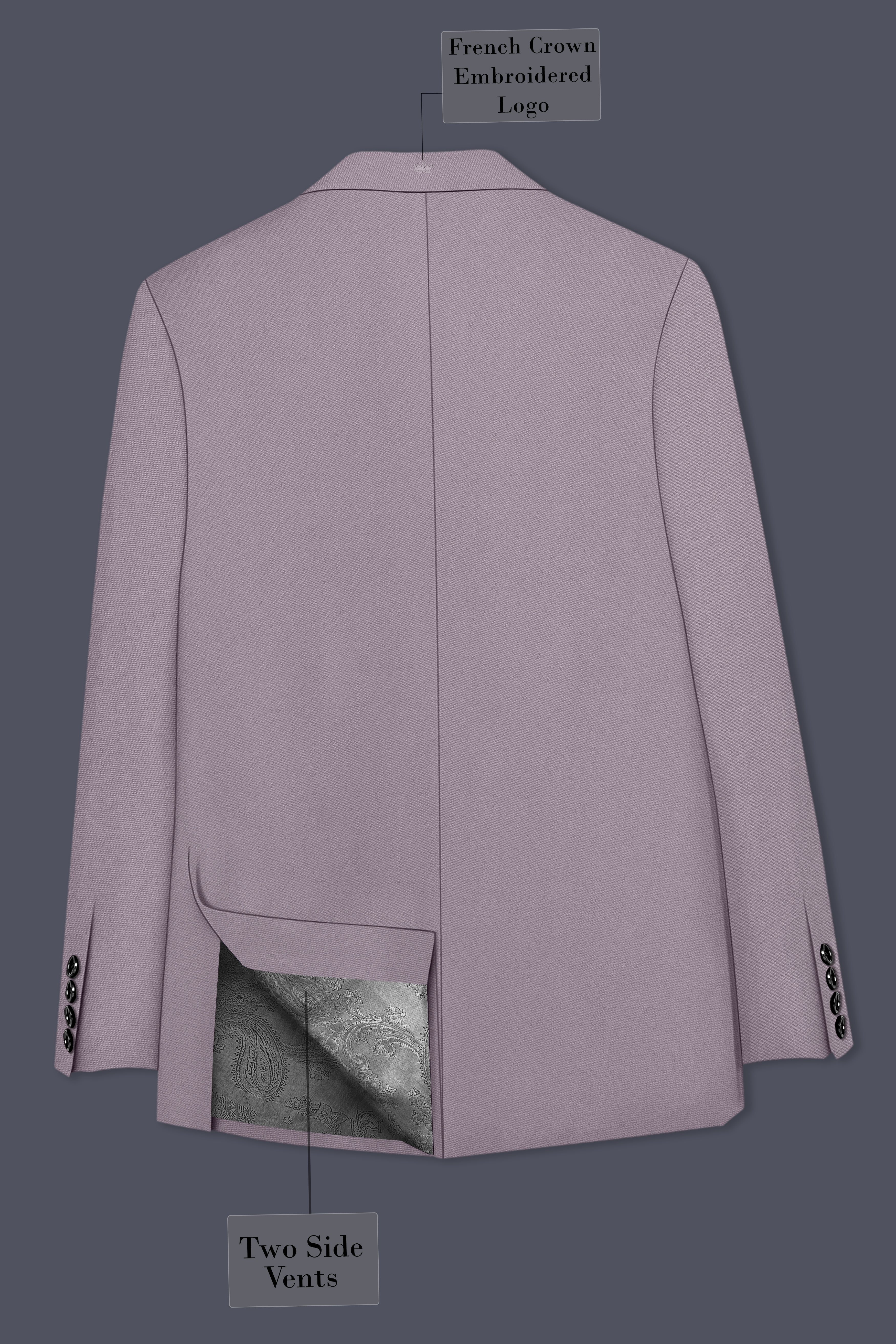 Roselle-Korean Bouquet Pink 4-Way Stretch Wrinkle-Free Wool Rich Double Breasted Blazer