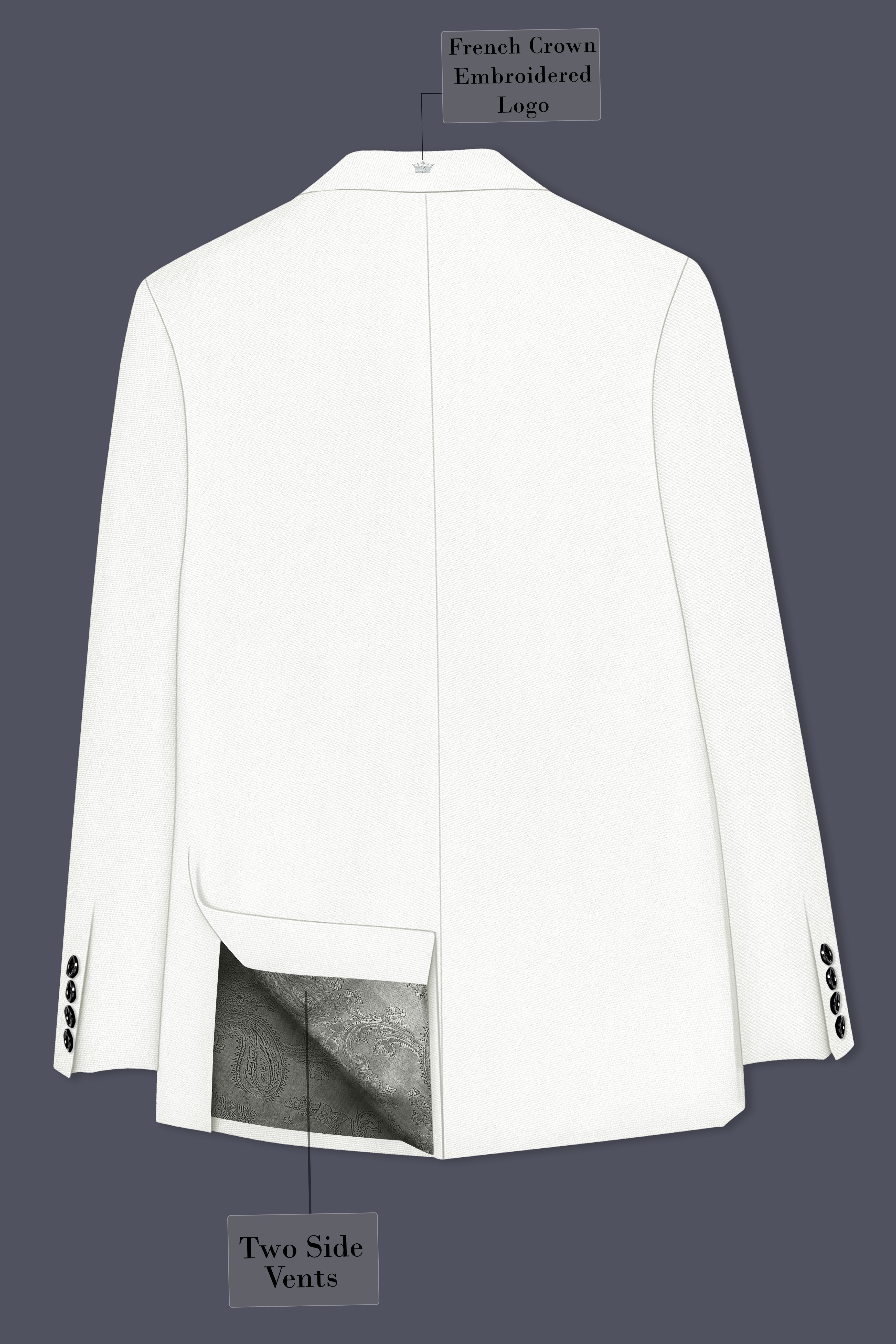Celio-Korean Off White 4-Way Stretch Wrinkle-Free Wool Rich Double Breasted Blazer