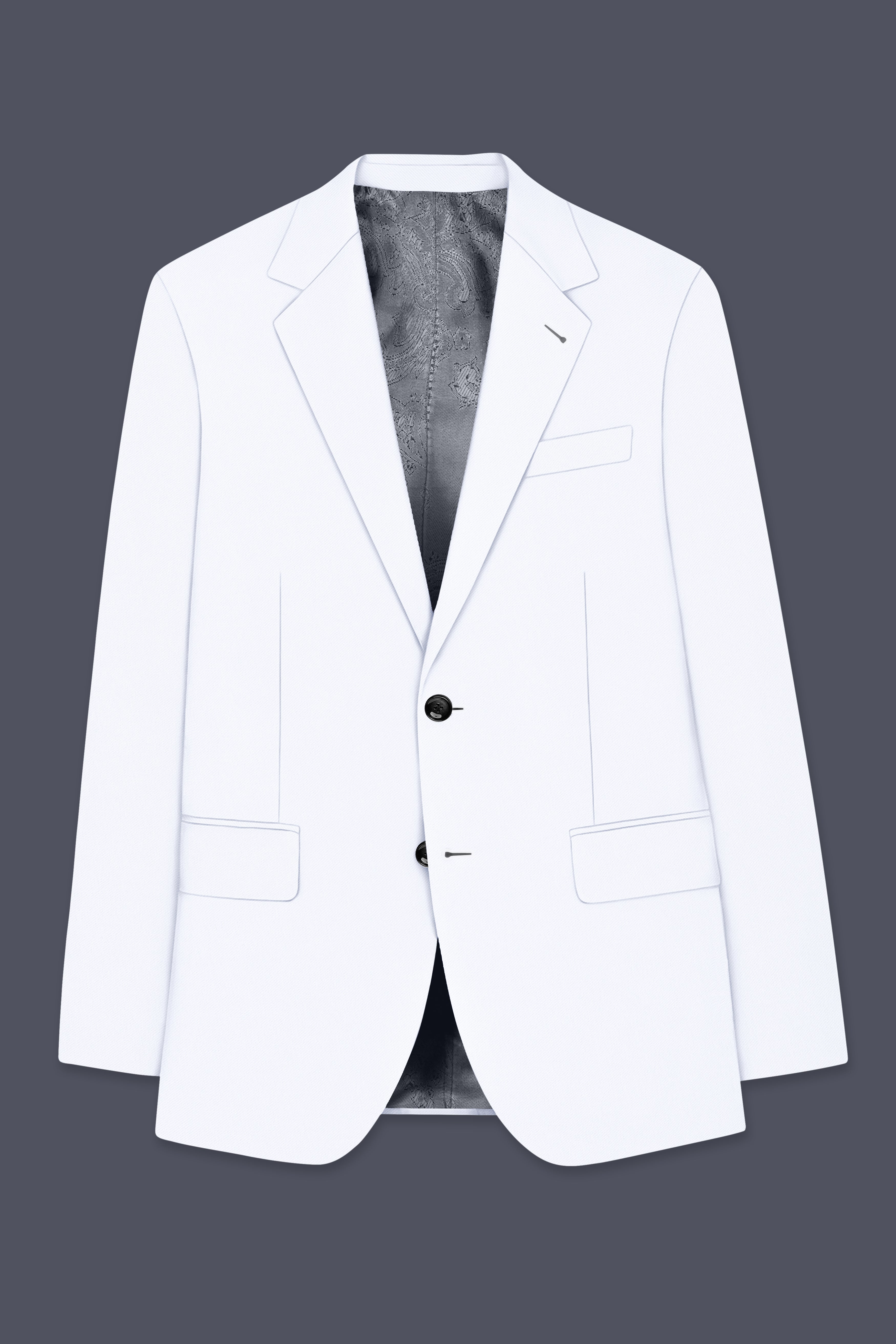 Ivory-Bright White Wool Rich Slight Stretch Single Breasted Blazer
