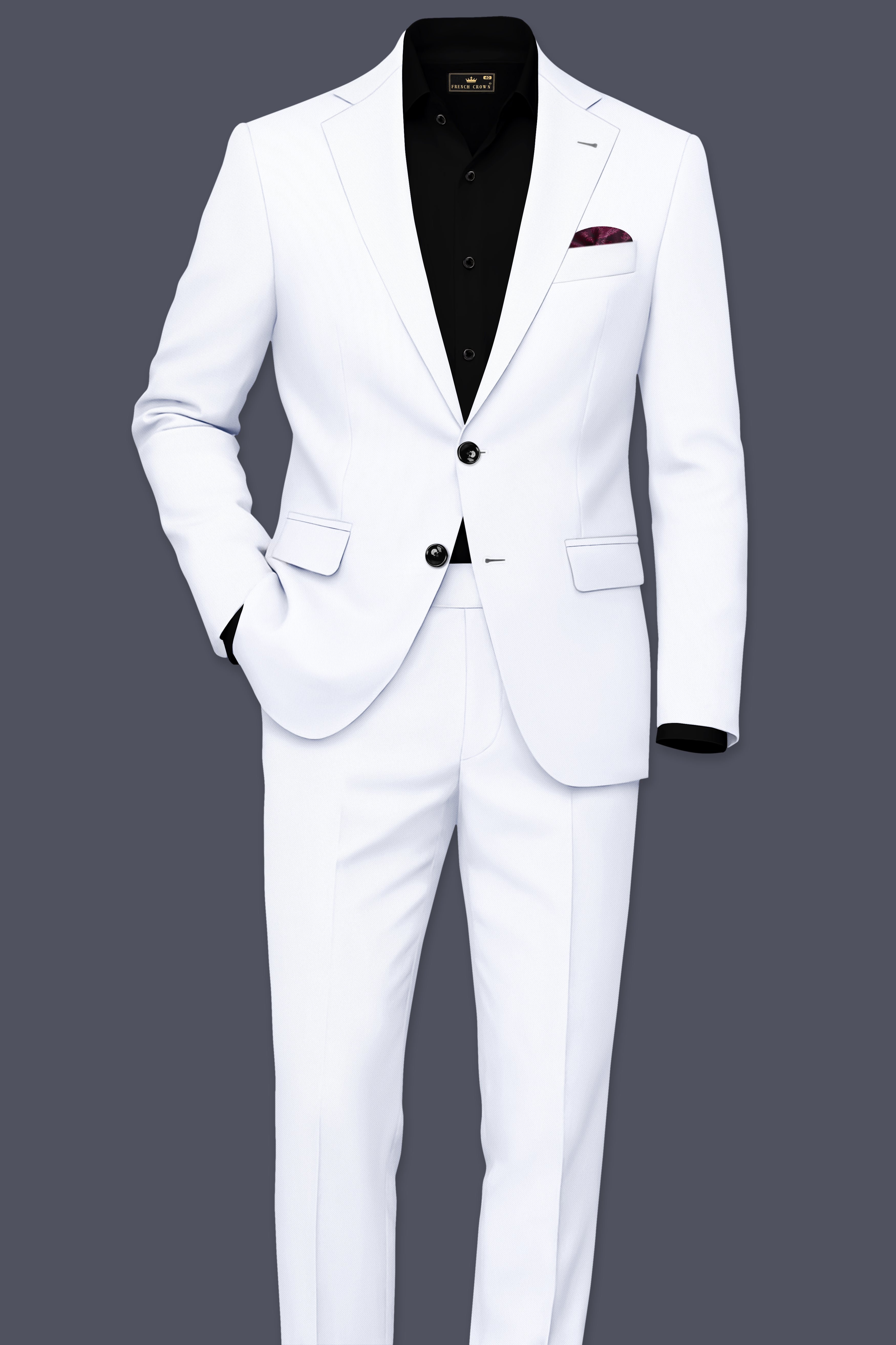 Ivory-Bright White Wool Rich Slight Stretch Single Breasted Blazer